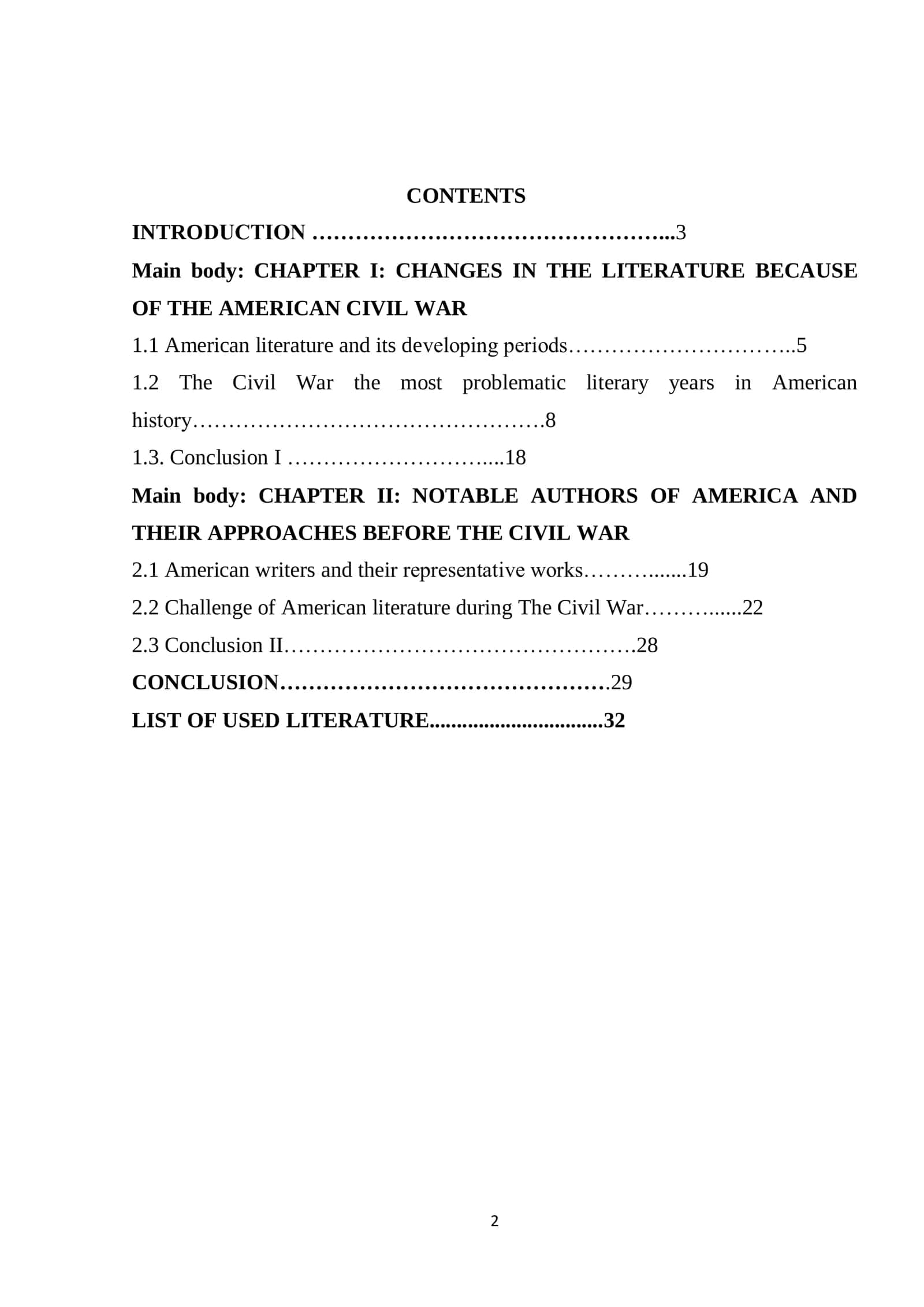 Course Work on American Literature Before the Civil War 2