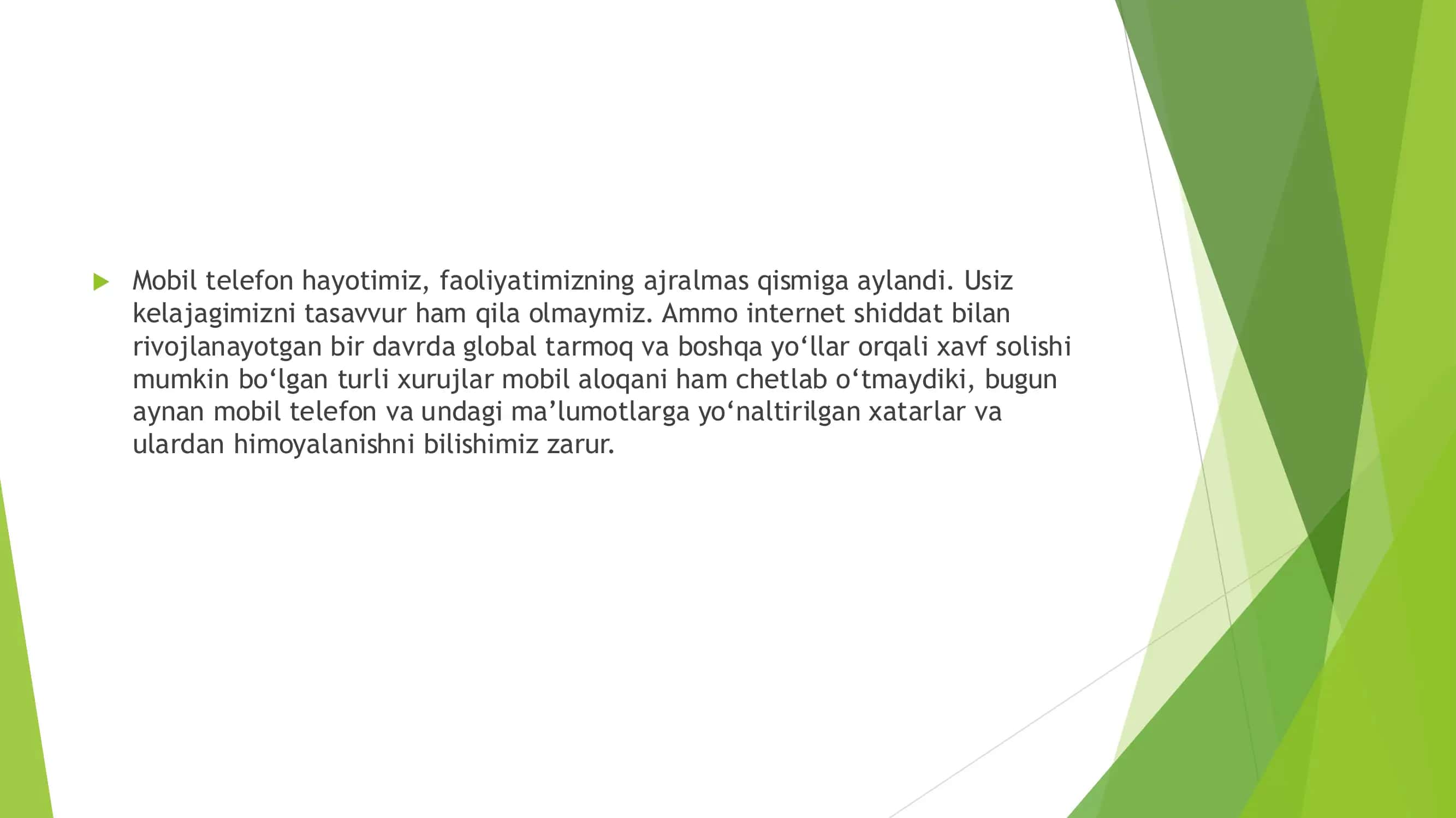 Mobil texnalogiyalarning axborot havfsizligi 2