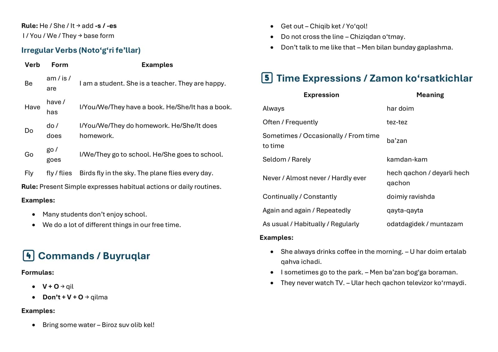 Present Simple Tense 2