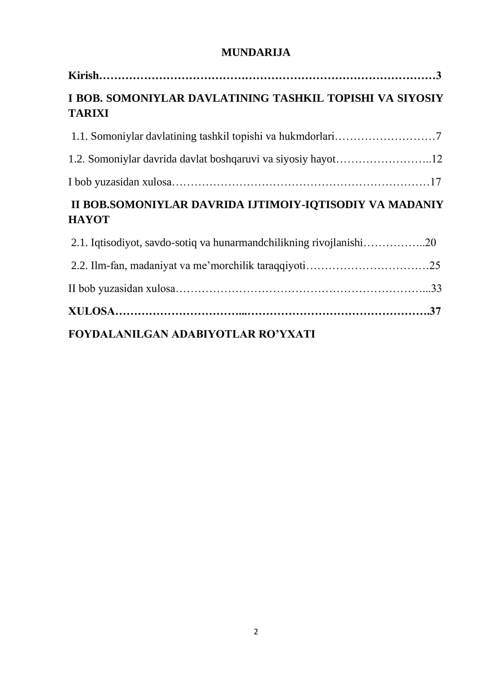 Somoniylar davlati va uning O'rta Osiyo tarixida tutgan o'rni 2