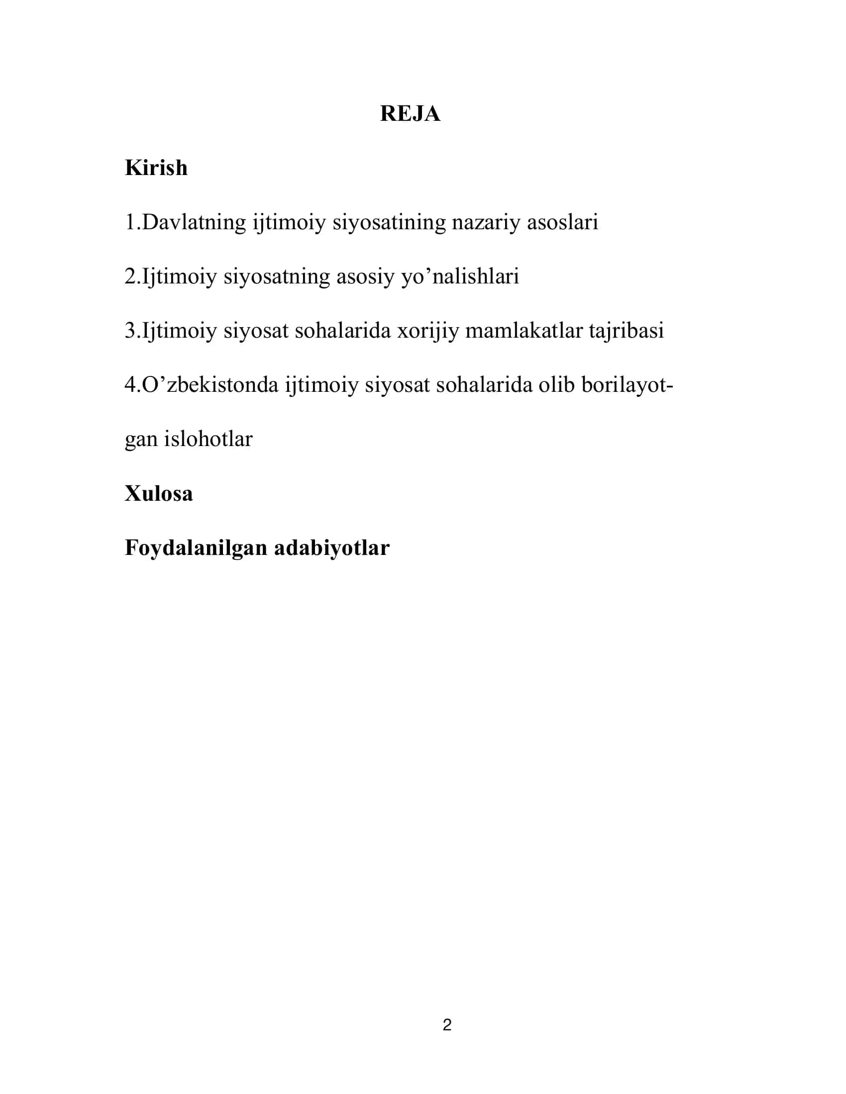 Davlatning ijtimoiy siyosati 2