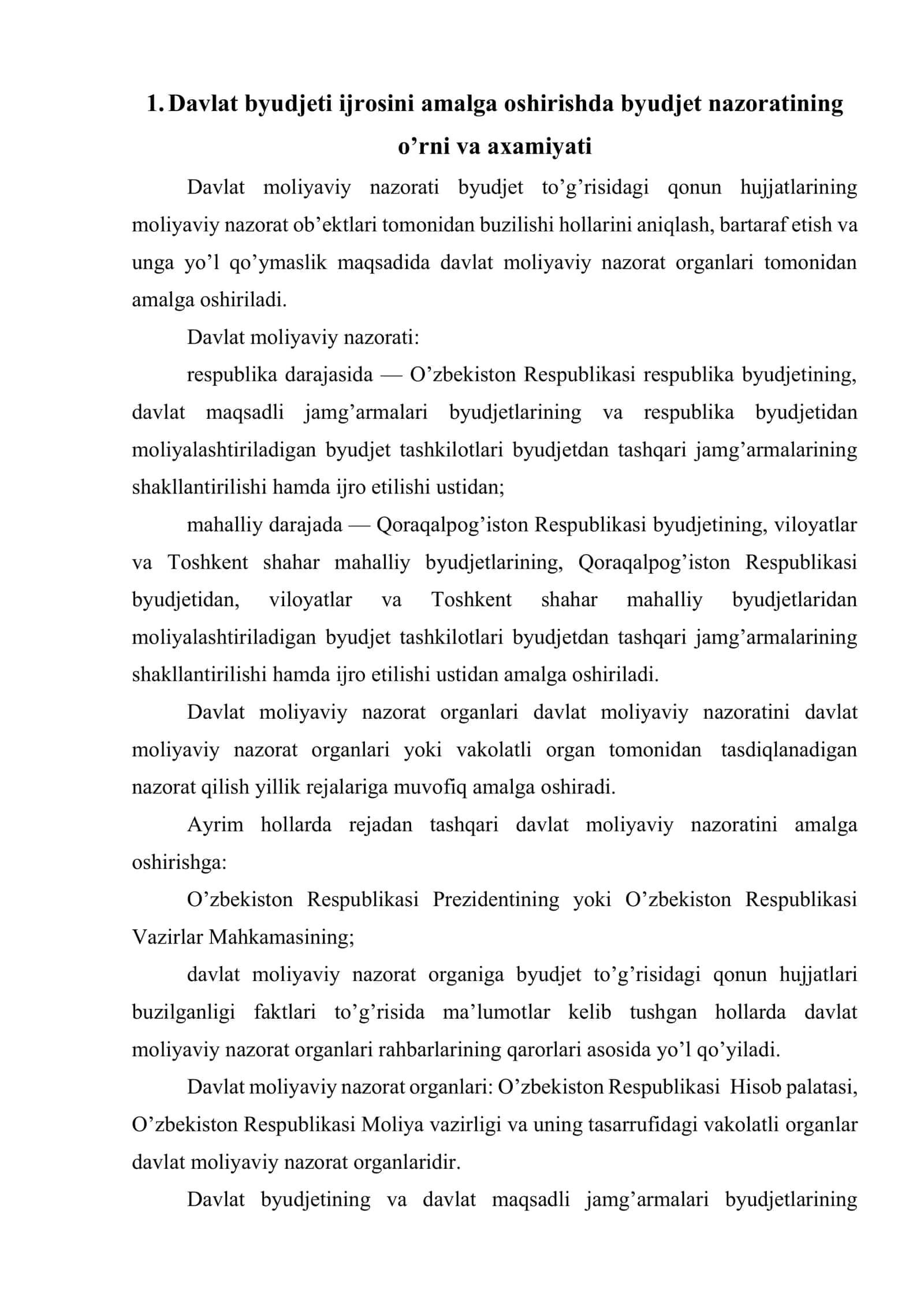 Byudjet huquqi uning ob’ektlari sub’ektlari byudjet huquqiy me’yorlari 2