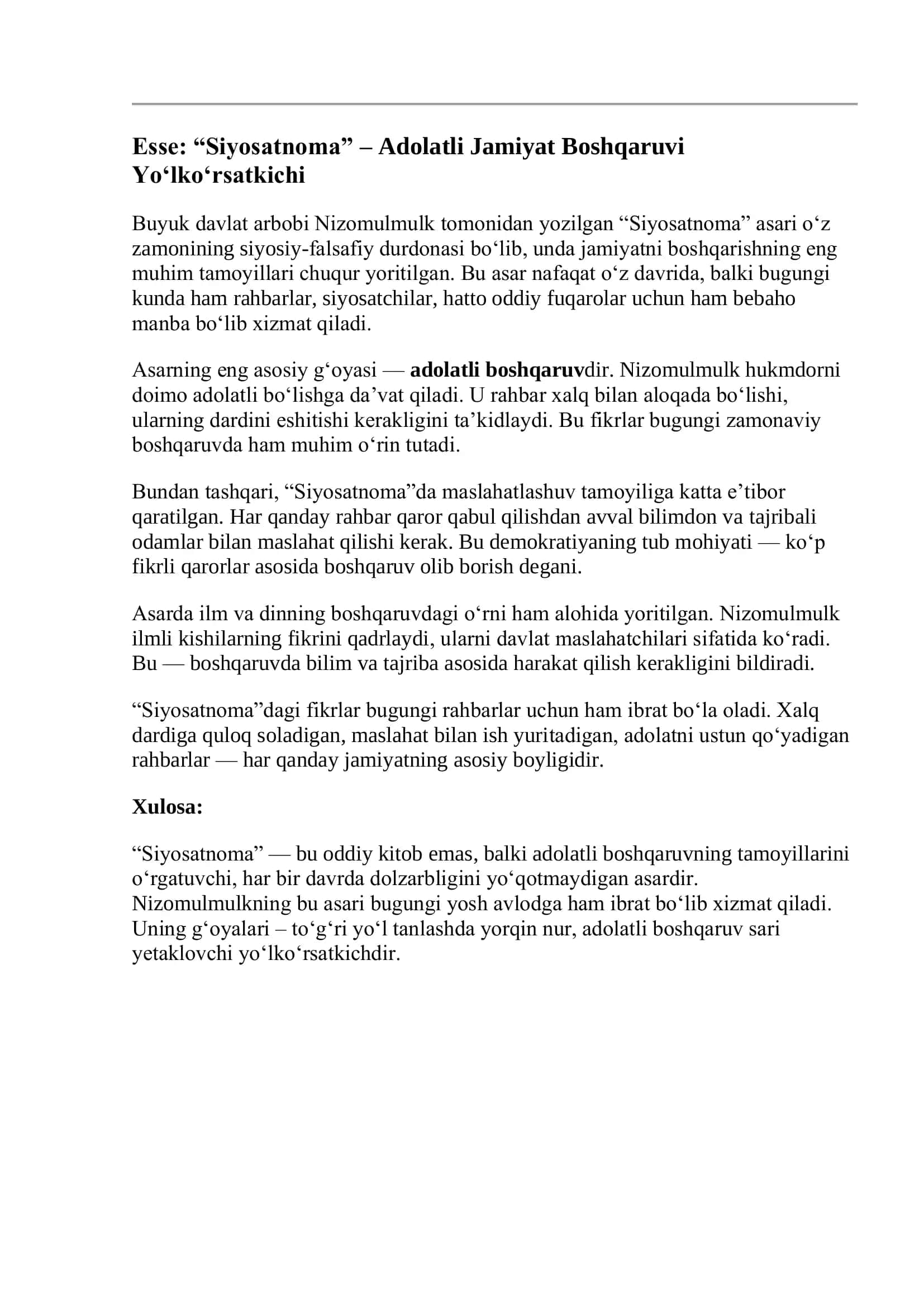 Siyosatnoma asari tahlili 2