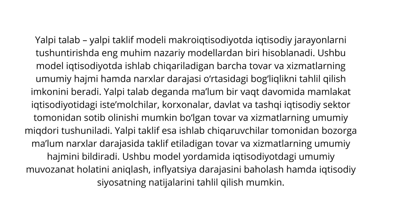 Yalpi talab - yalpi taklif modeli 2