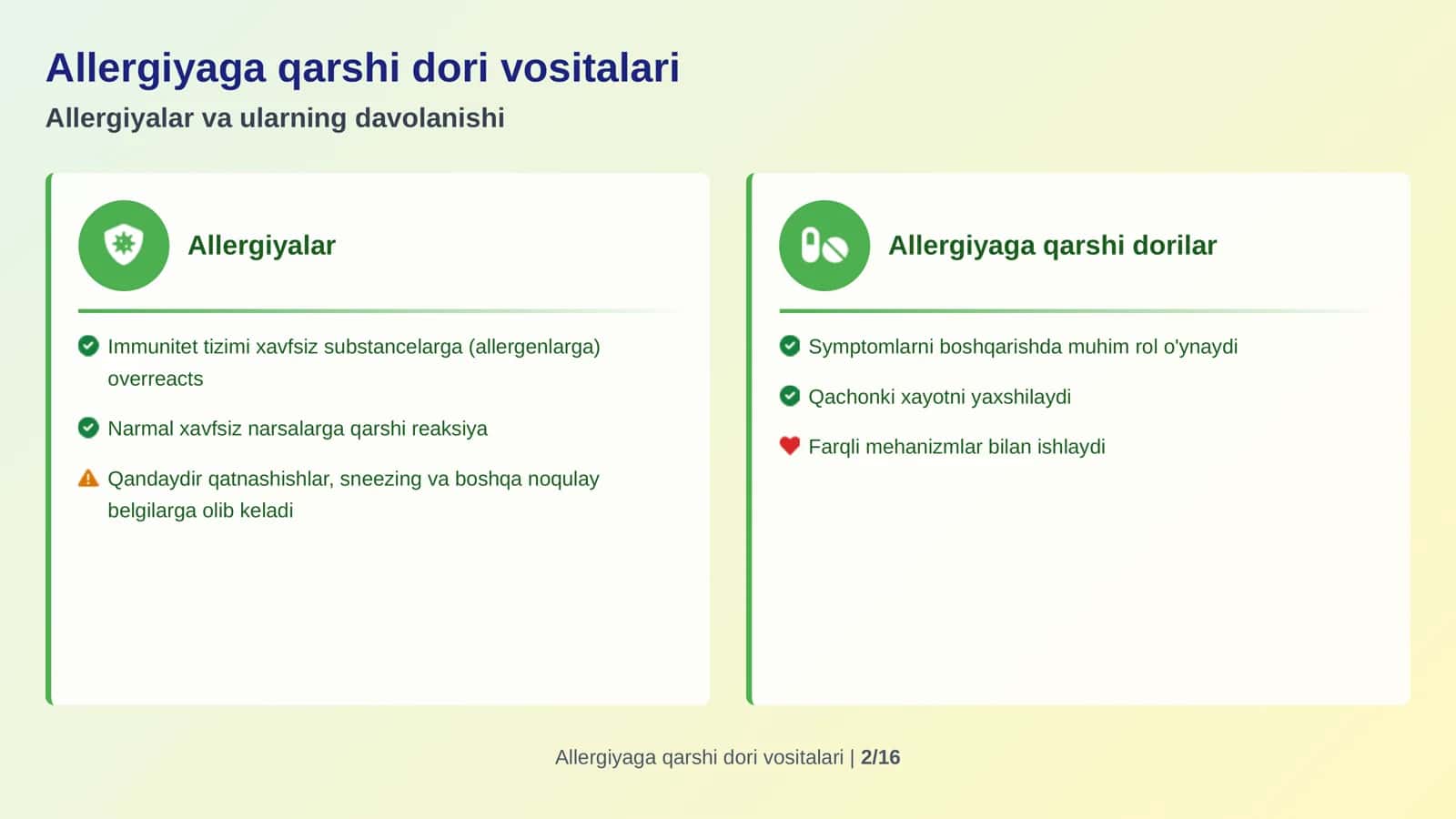 ALLERGIYAGA QARSHI DORI VOSITALARI 2