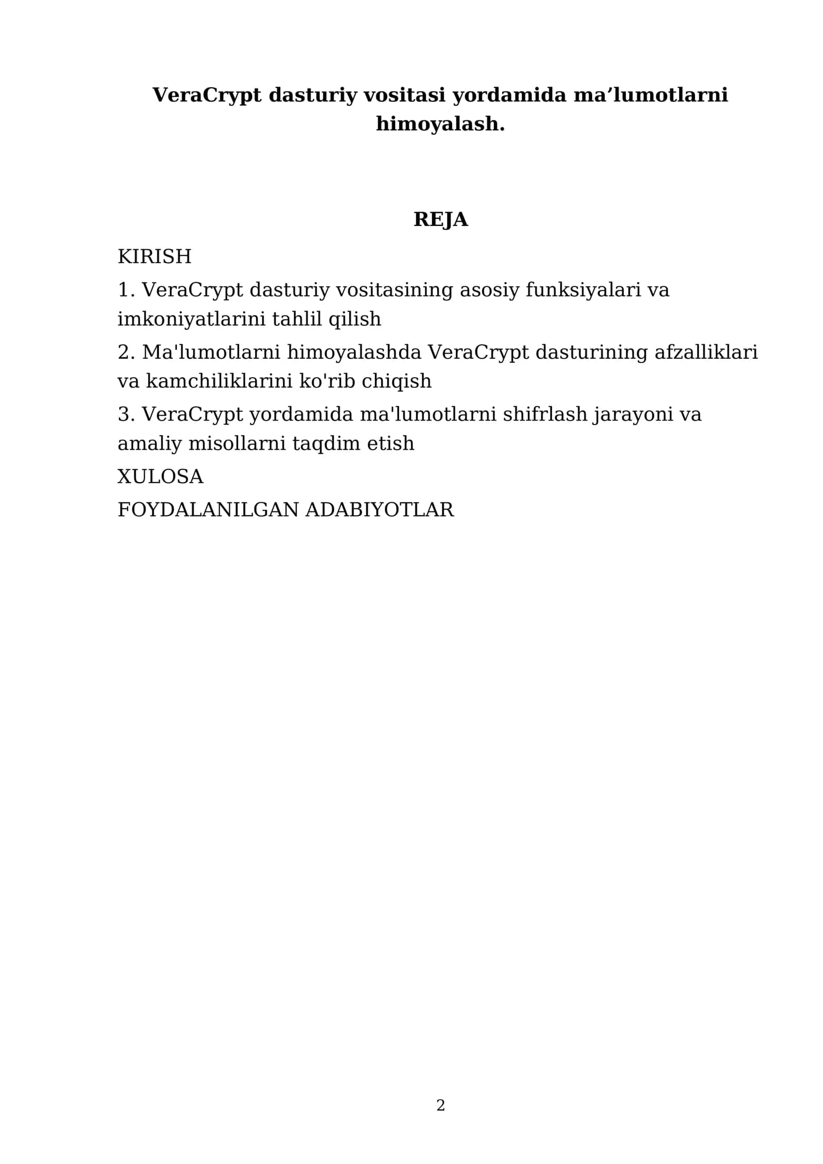 VeraCrypt dasturiy vositasi yordamida ma’lumotlarni himoyalash 2