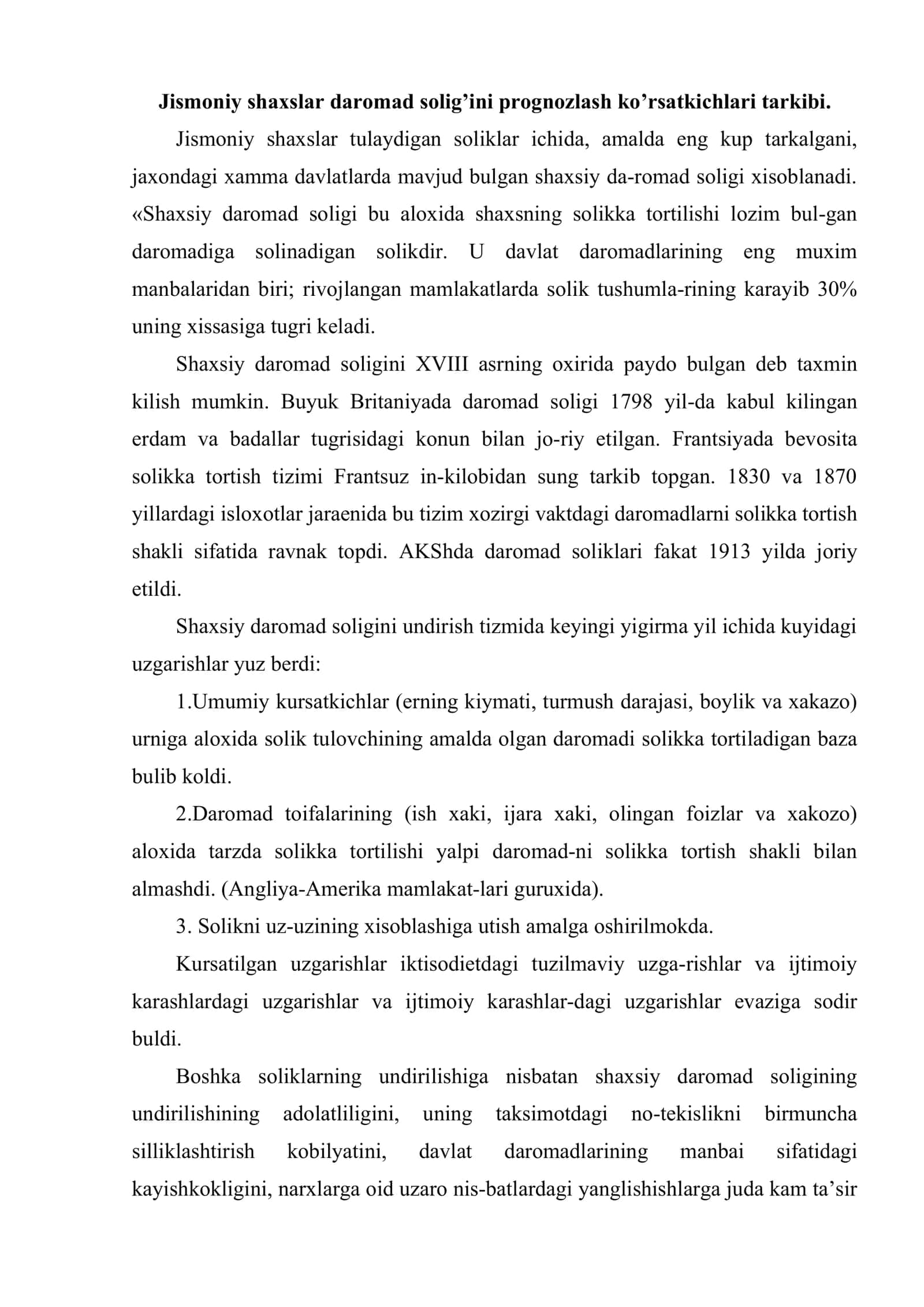 Jismoniy shaxslar daromad solig’ini prognozlash 2