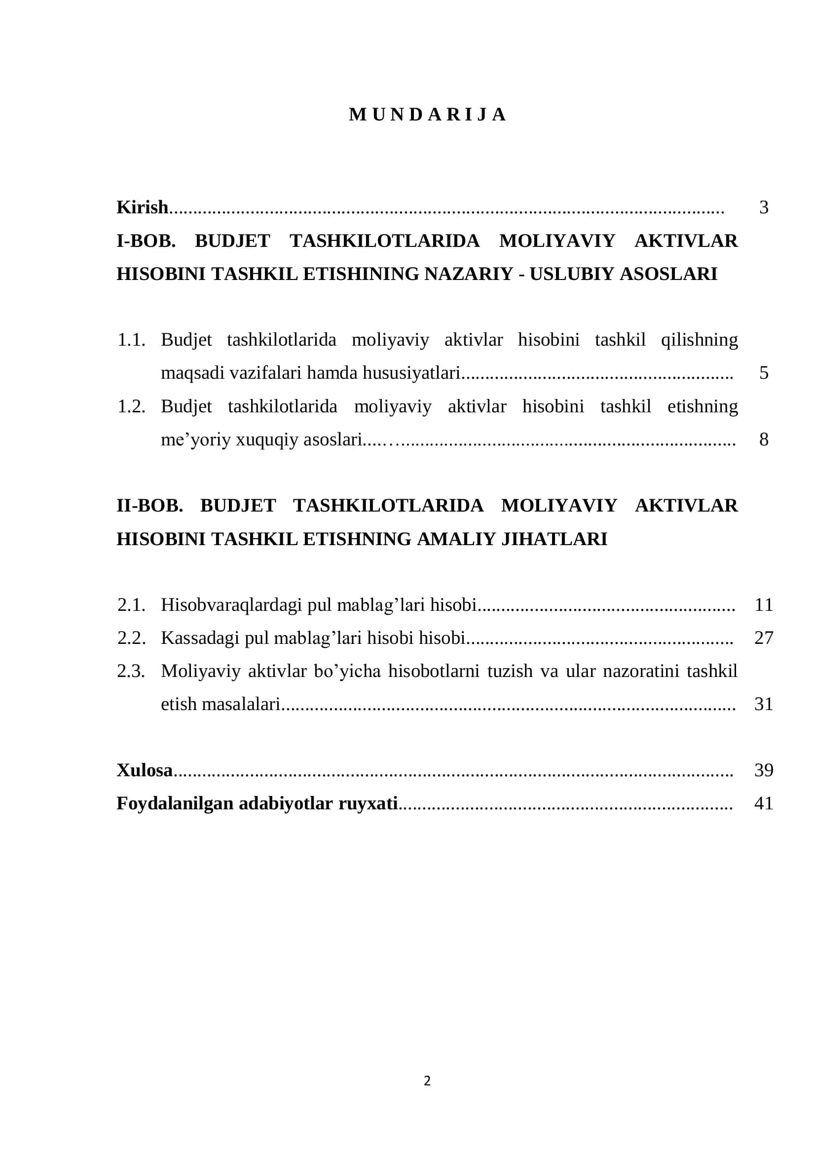 Budjet tashkilotlarida moliyaviy aktivlar hisobi 2