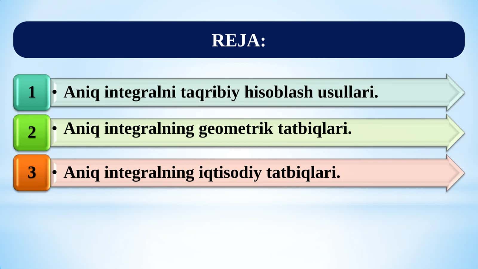 Amaliy matematika 2: Aniq integralning tadbiqlari 2