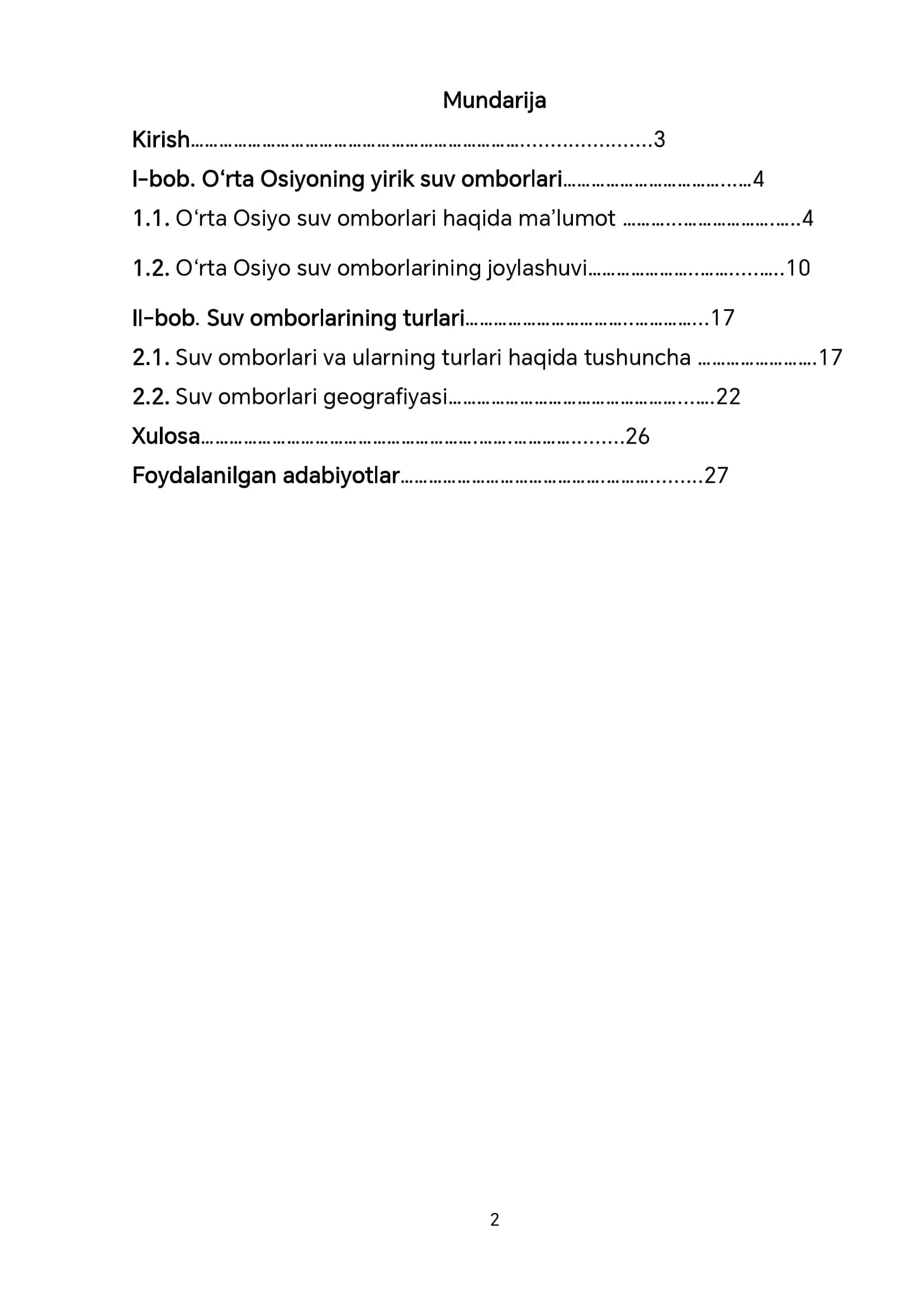 O‘rta Osiyoning yirik suv omborlari 2