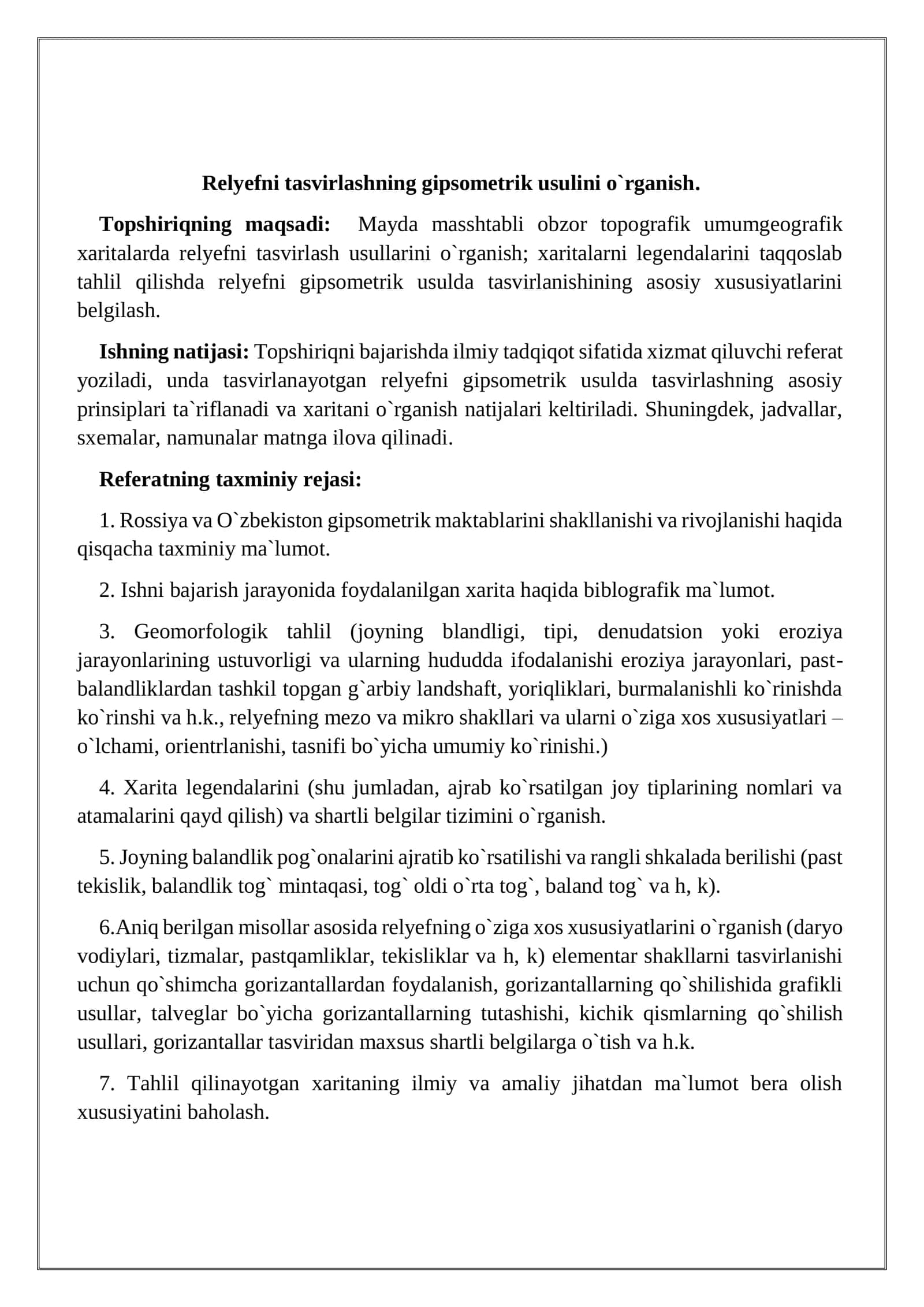 Relyefni tasvirlashning gipsometrik usulini o`rganish 2