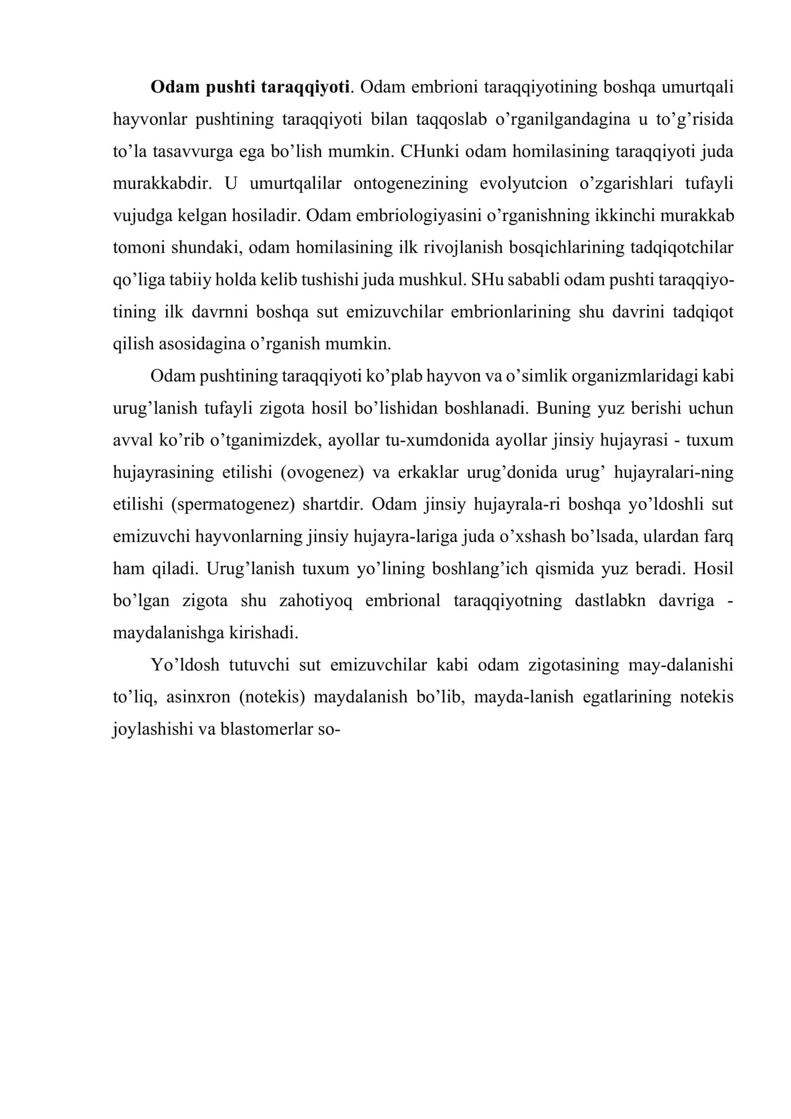 Odam embriologiyasining asoslari 2