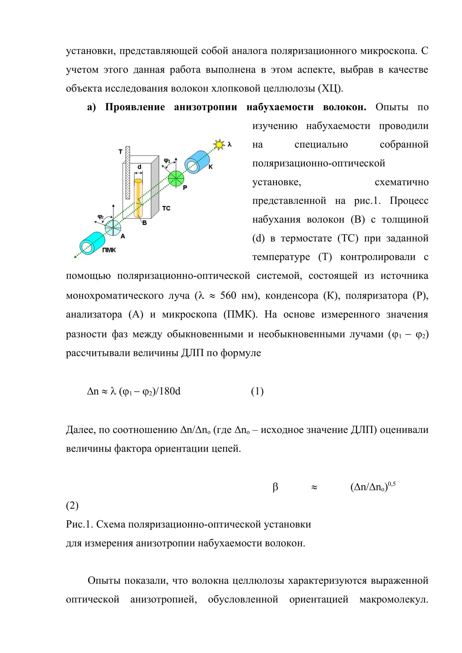 Анизотропное набухание волокон целлюлозы в ионной среде 2