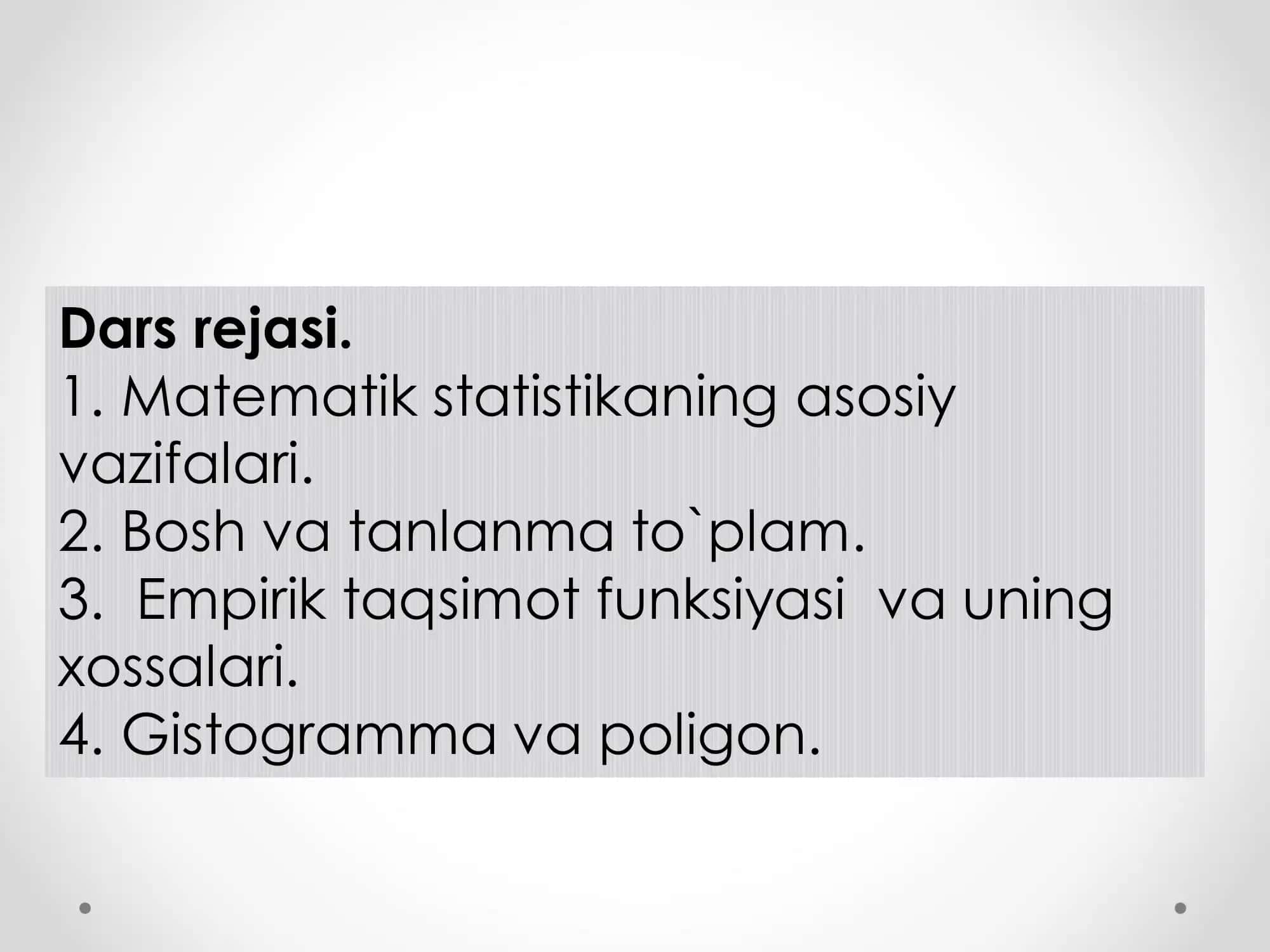 Matematik statistikaning asosiy masalalari 2