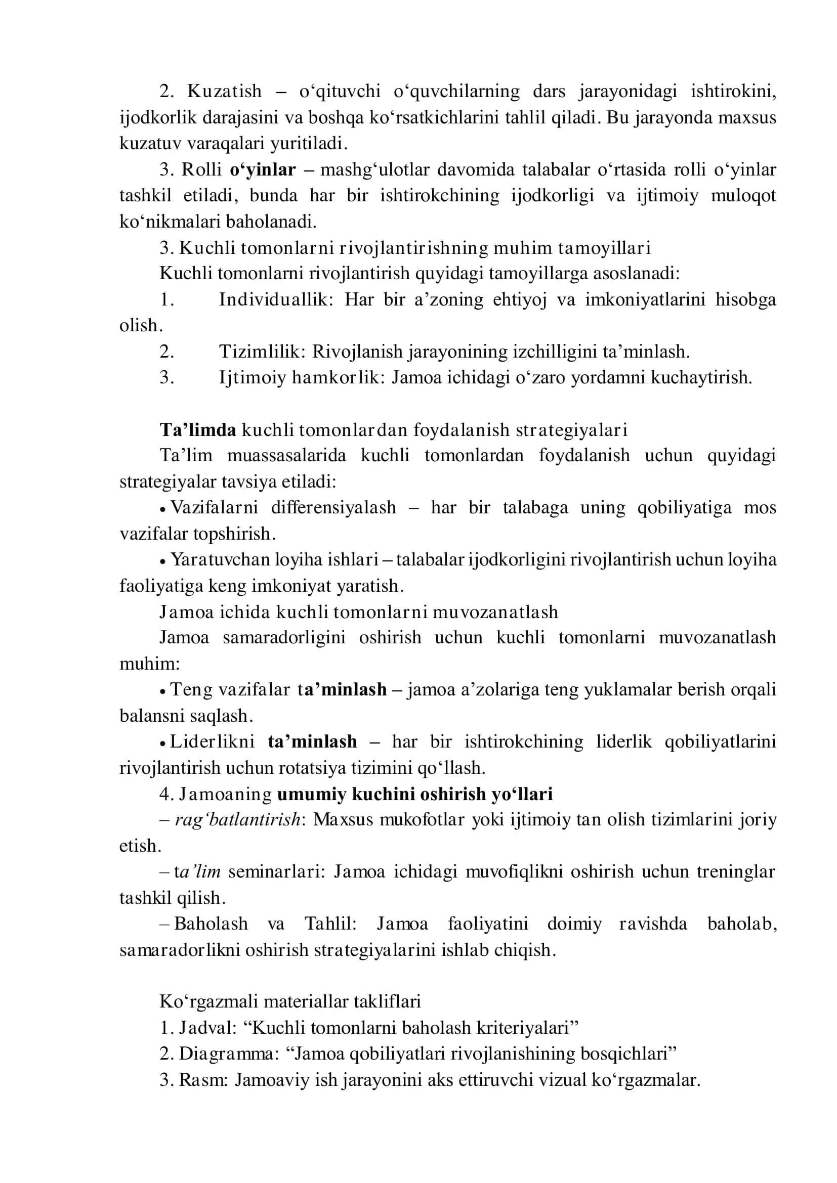 Jamoa a'zolarining kuchli tomonlarini aniqlash 2
