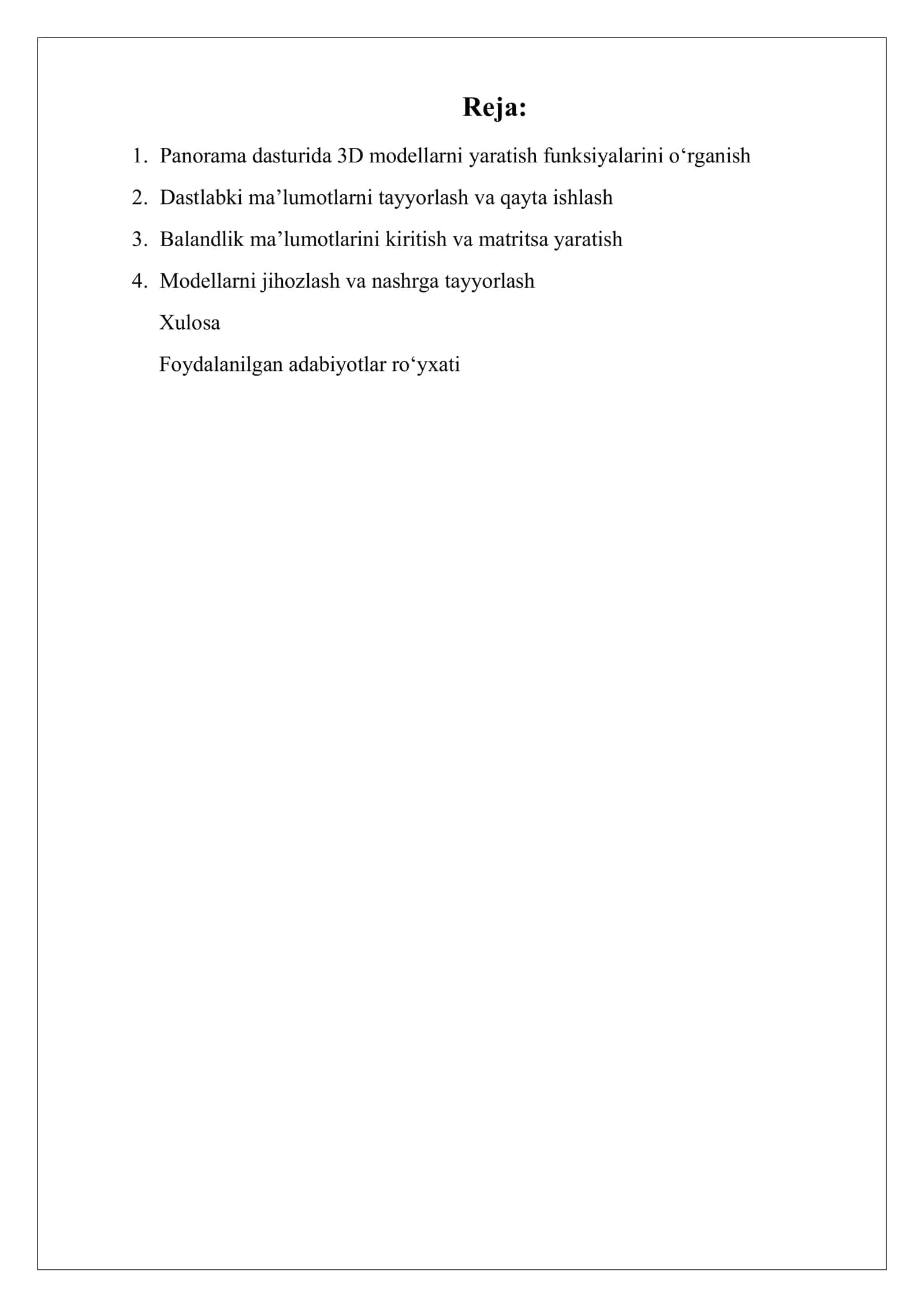 PANORAMA dasturida uch o‘lchamli modellarni yaratish 2