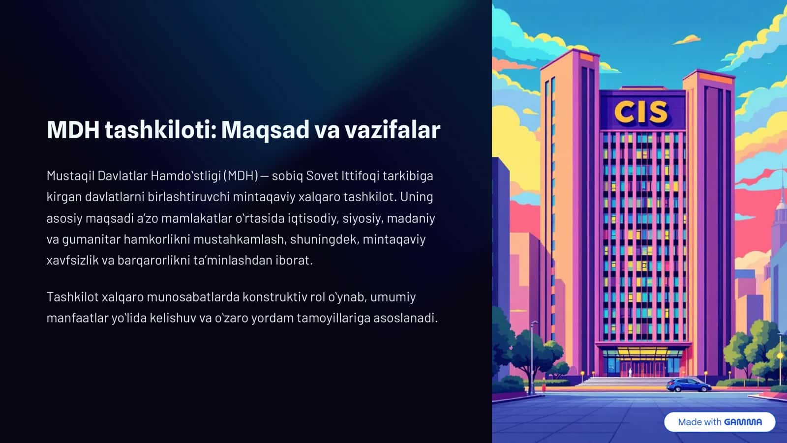 MDHdagi faol ishtiroki 2