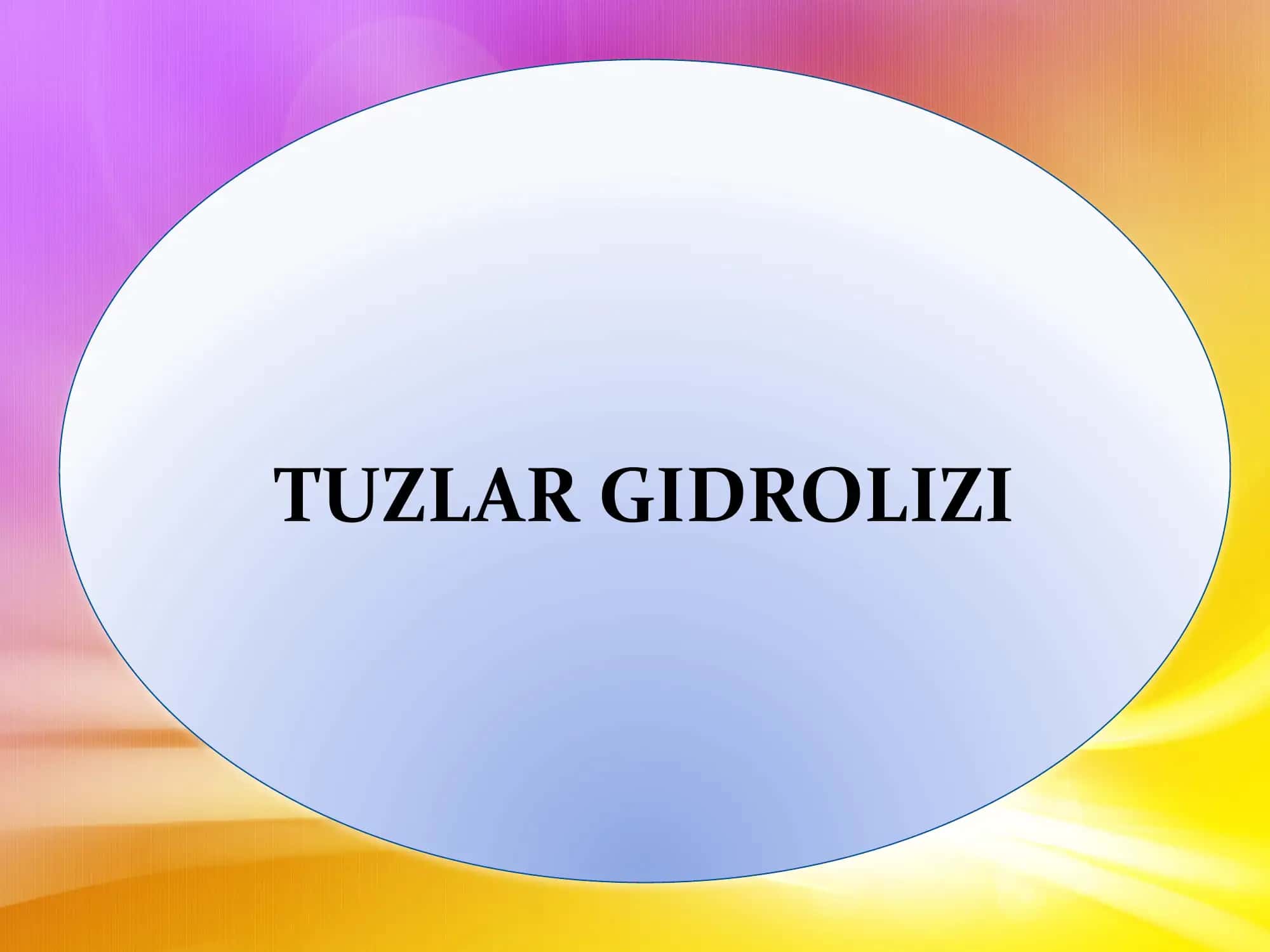 Tuzlar Gidrolizi 2