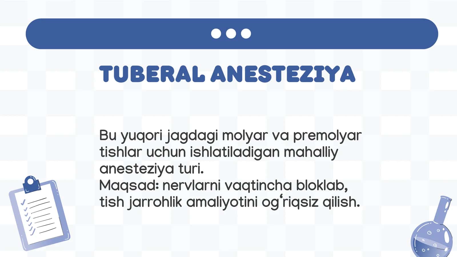 Tuberal anesteziya o‘tkazish tehnikasi. Ko‘rsatmalar va qarshi ko‘rzatmalar 2