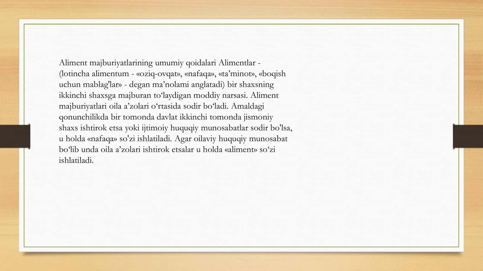 ALIMENT MAJBURIYATLARI 2