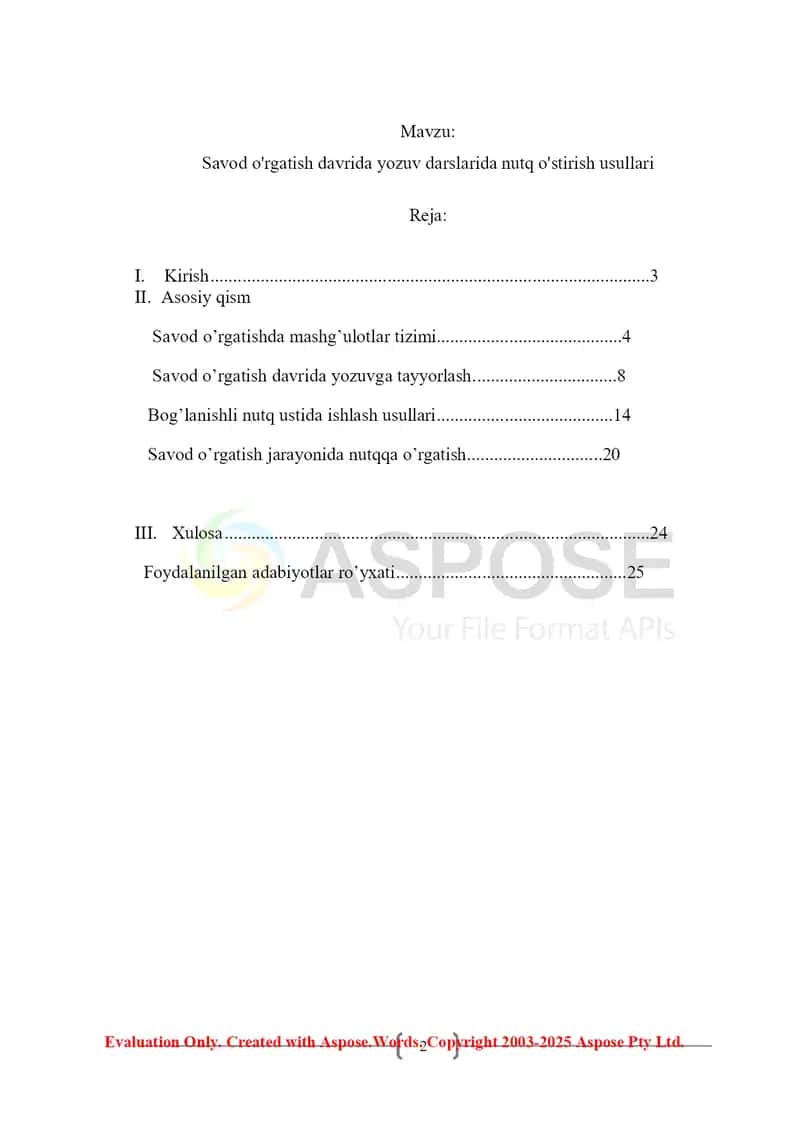 Savod o'rgatish davrida nutq o'stirish 2