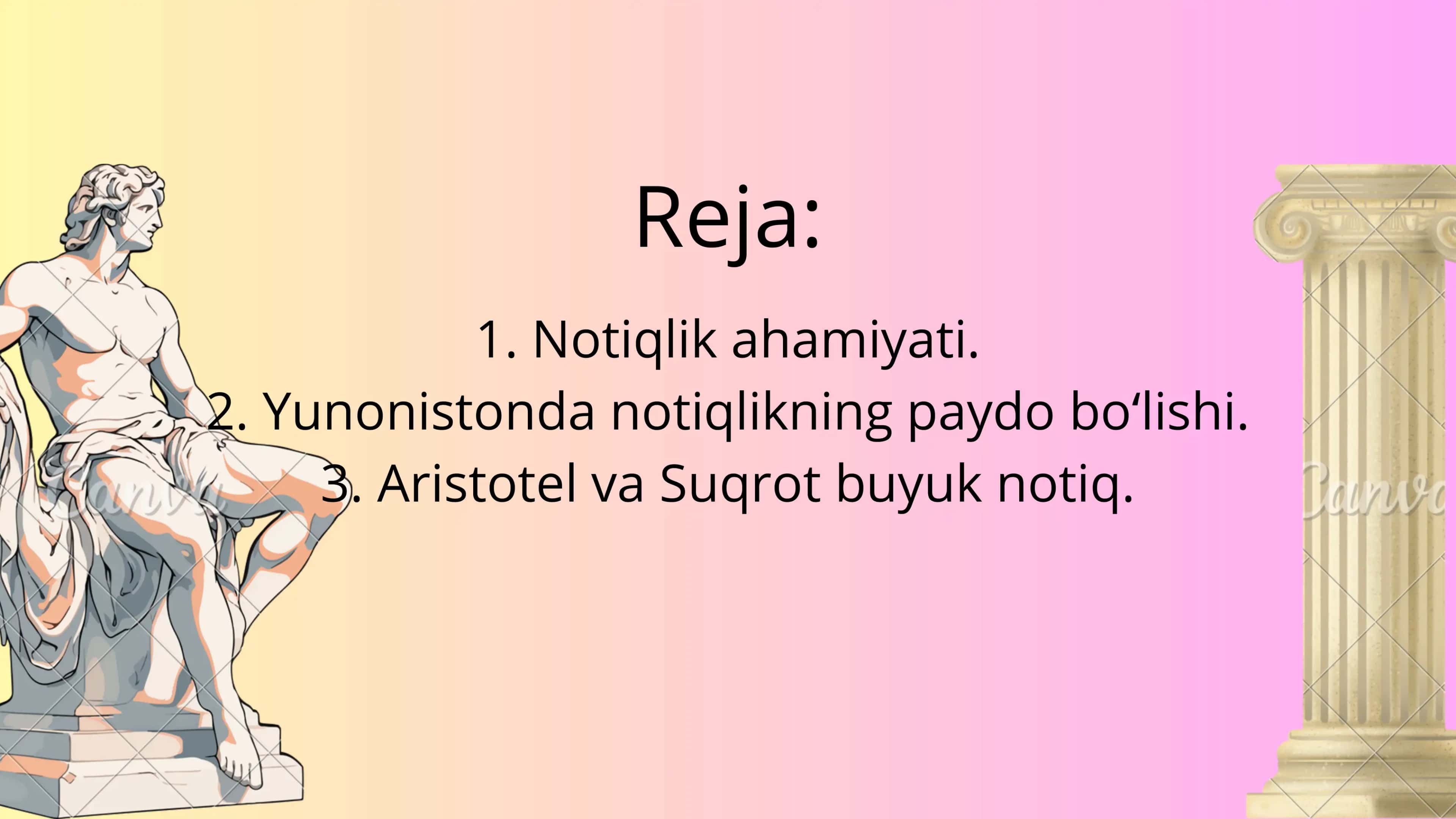 Qadimgi Yunonistonda notiqlik sanʼati taqdimot. 2