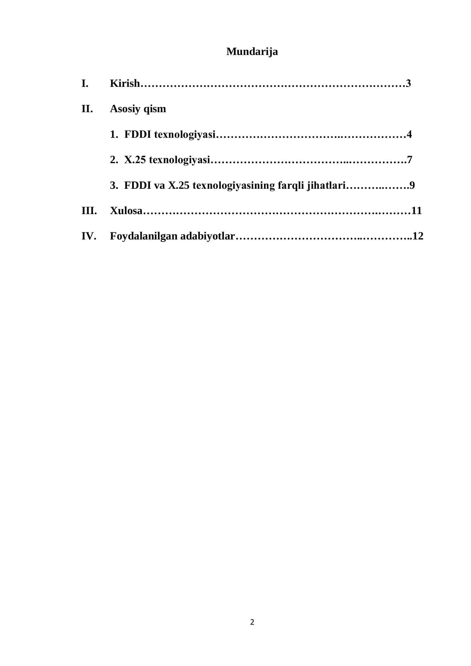 FDDI va X.25 texnologiyasi 2
