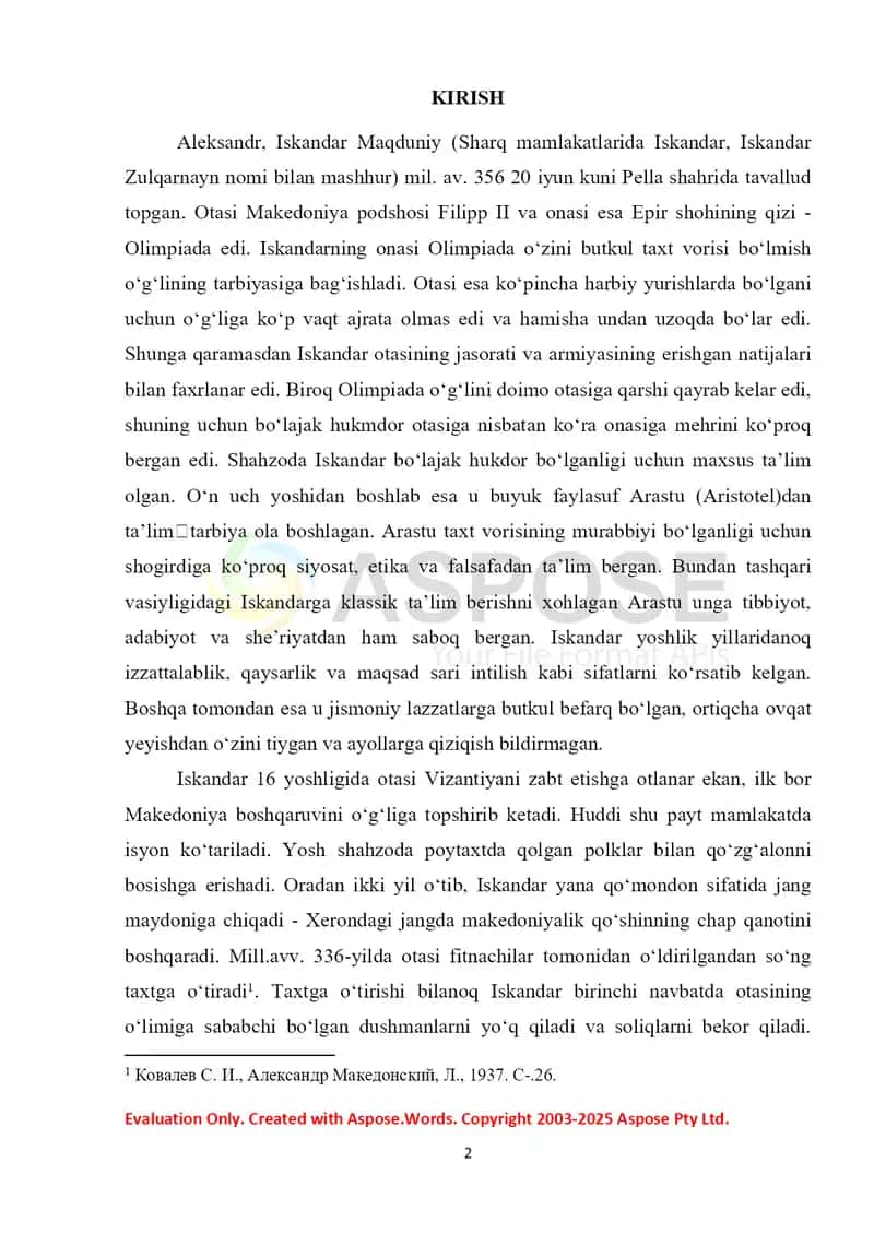 Aleksandr Makedonskiyning O‘rta Osiyoga yurishlari 2