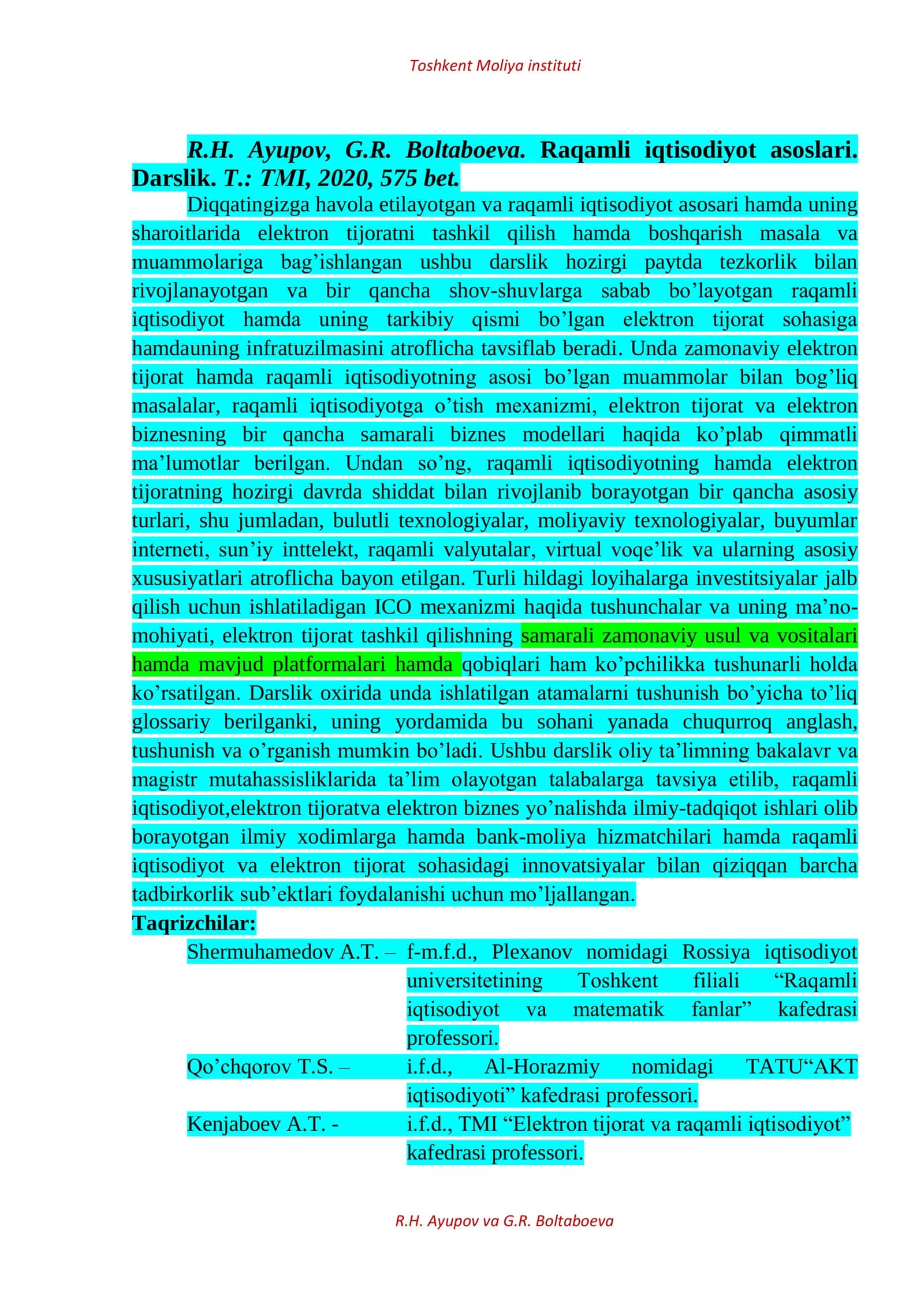 RAQAMLI IQTISODIYOT ASOSLARI 2