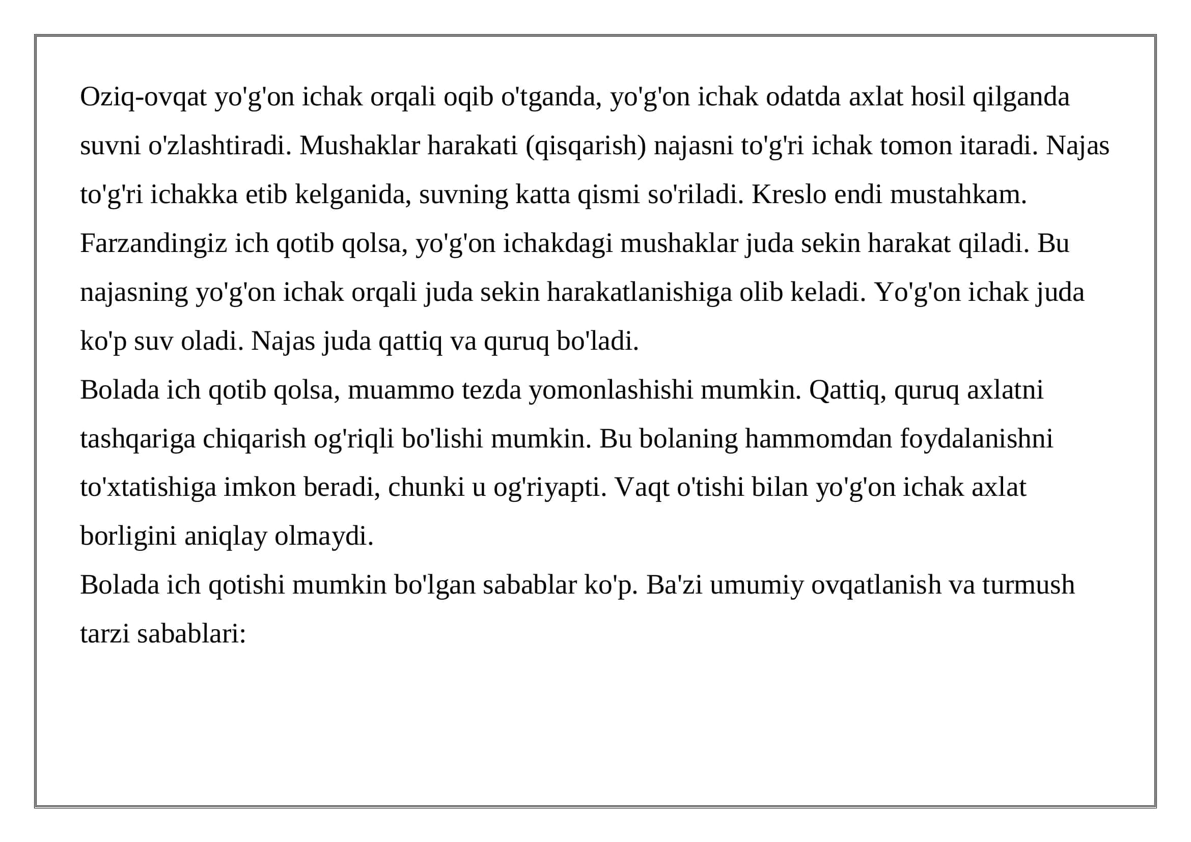 Bolalarda Ich Qotishi Sindromi 2