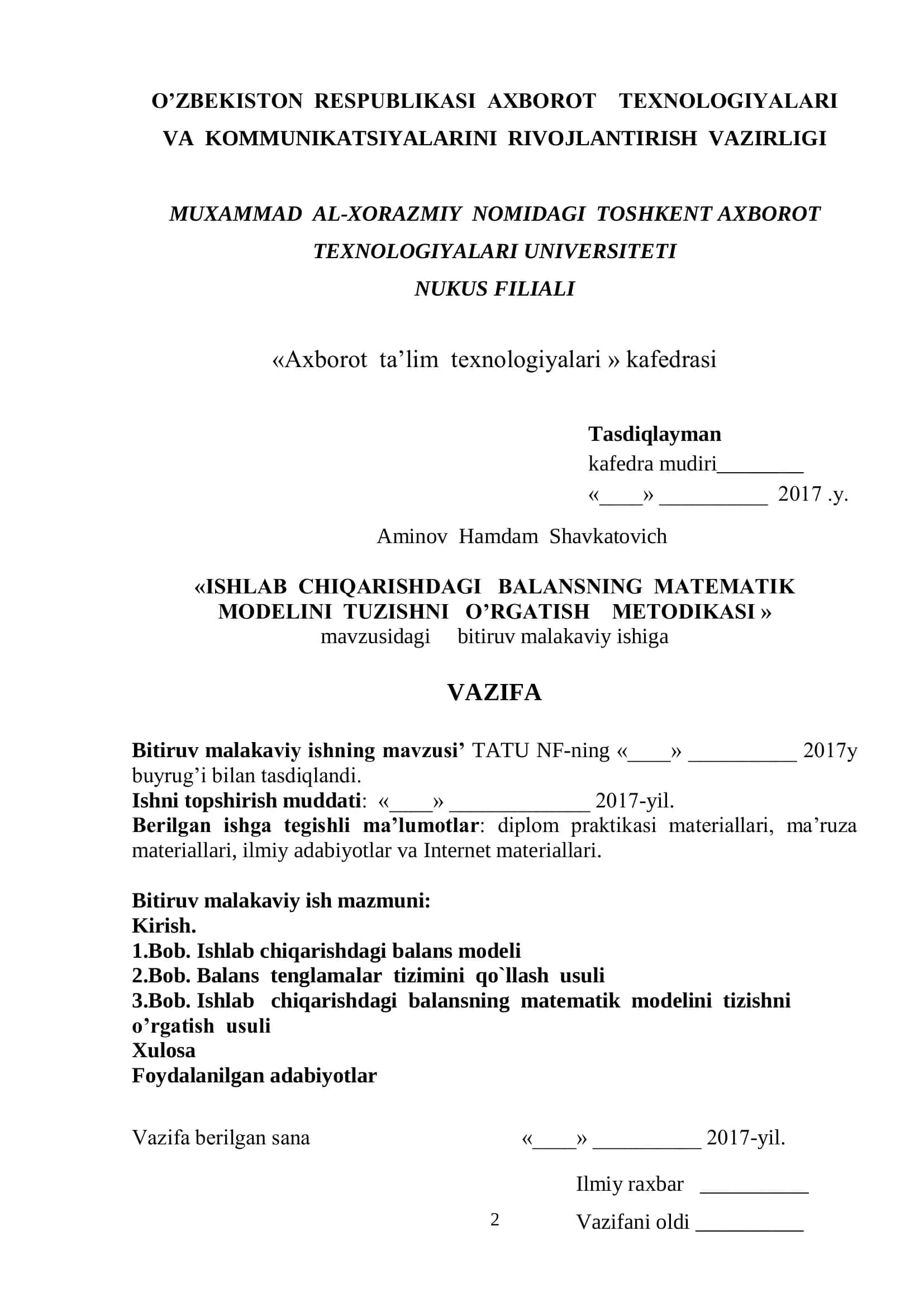 ISHLAB CHIQARISHDAGI BALANSNING MATEMATIK 2