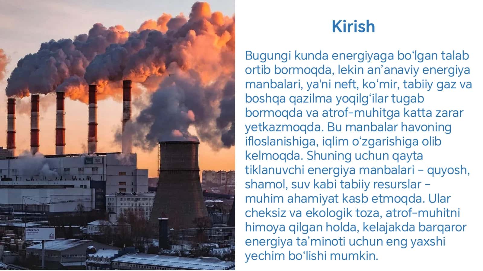 Qayta tiklanuvchi energiya turlari 2