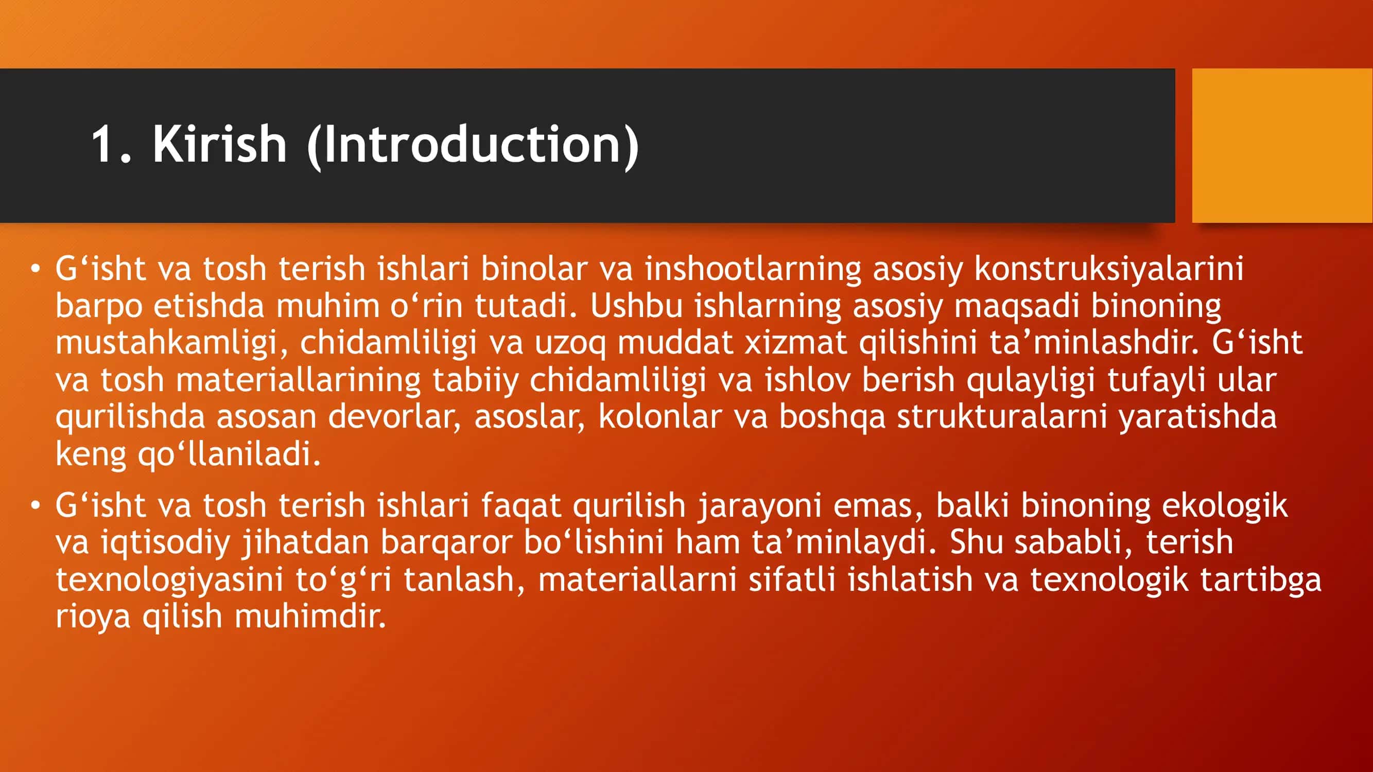 G'isht va tosh terish ishlarining maqsadi 2