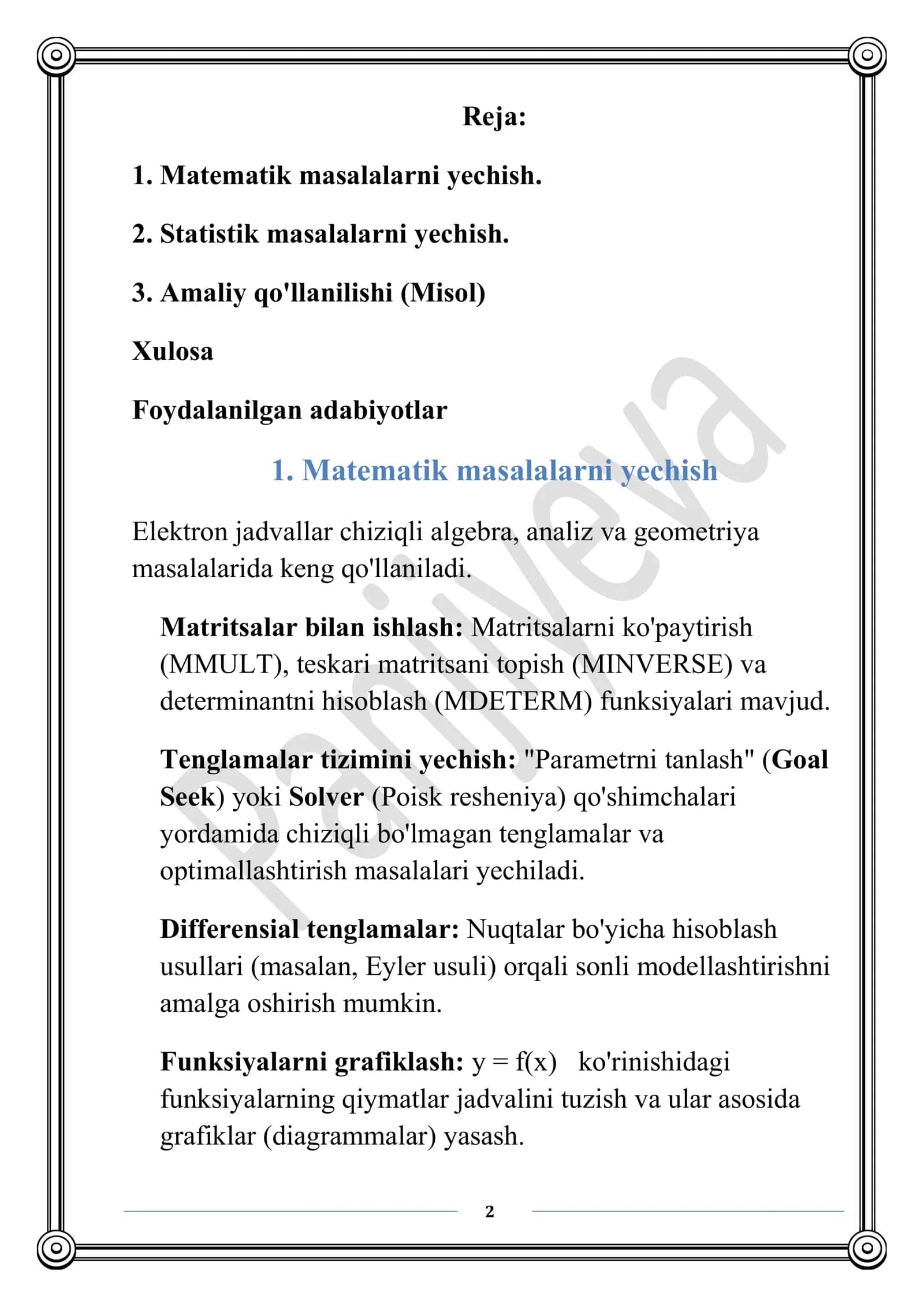 Ma’lumotlar bazasi va uni loyihalash 2