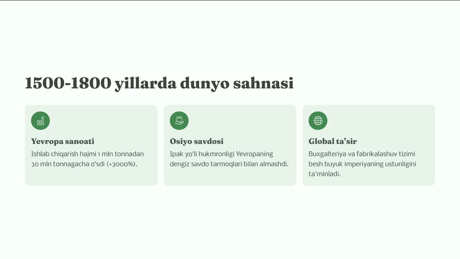 XV-XVIII asrlar jahon tarixi 2