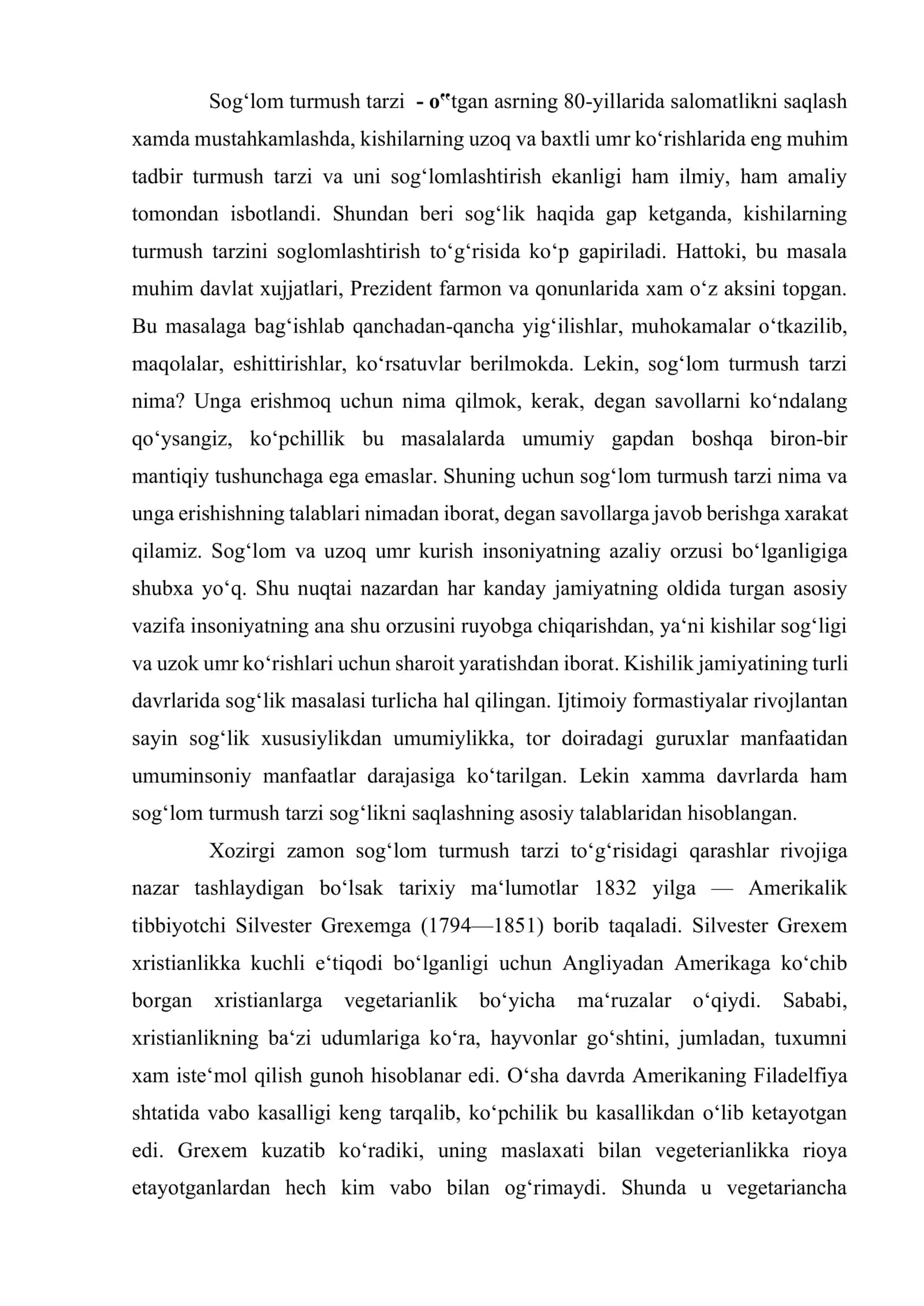 Sog‟lom turmush tarzi (hamshiralik ishi) 2