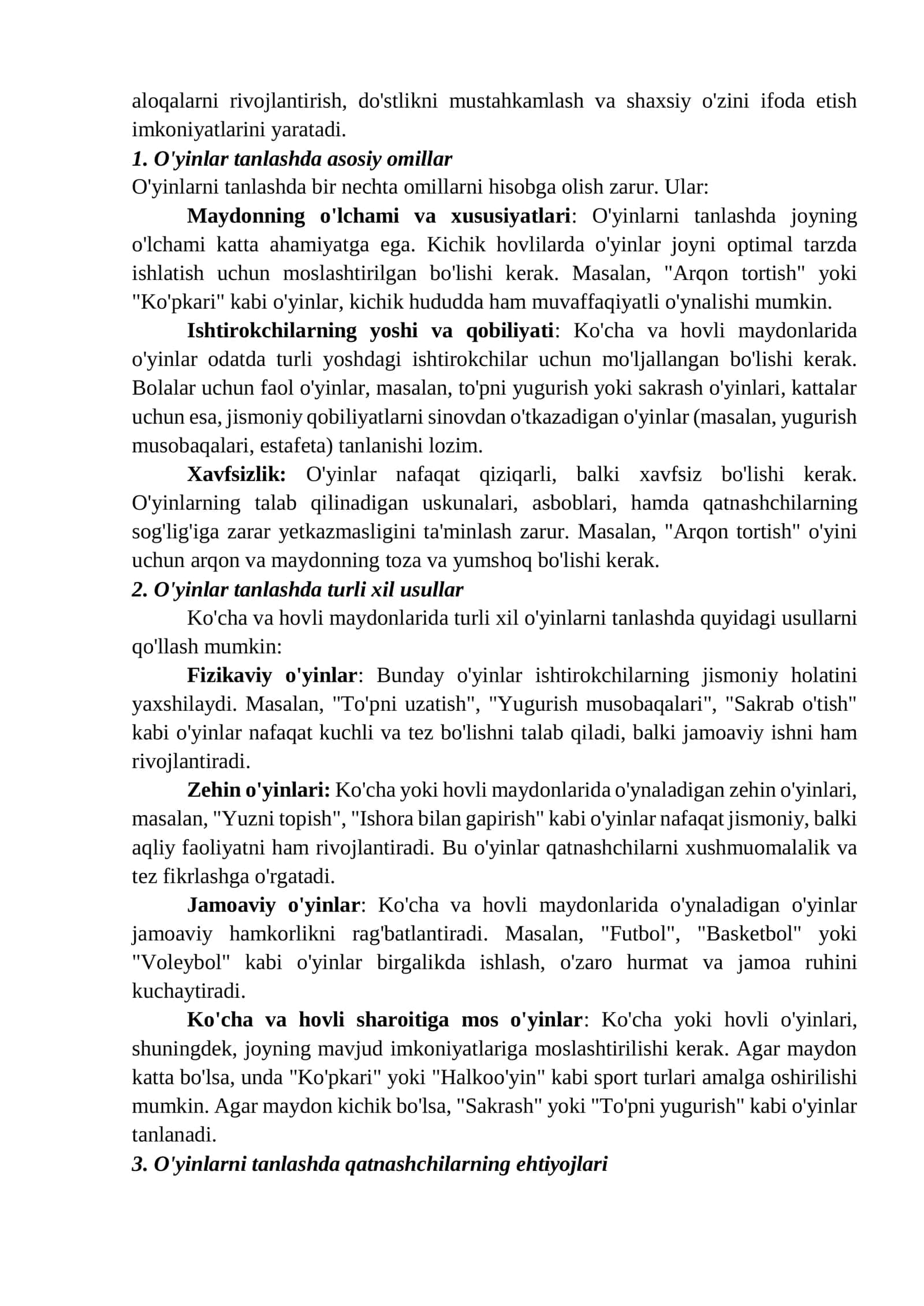 HARAKATLI OʻYINLARNI TURLI MASKANLARDA TASHKIL QILISH VA O‘TKAZISH 2