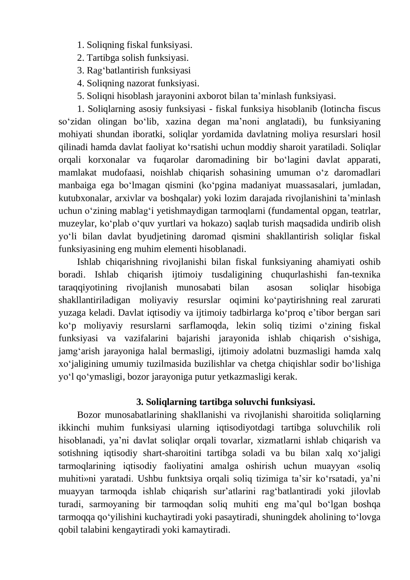 Soliqlar funksiyalari 2