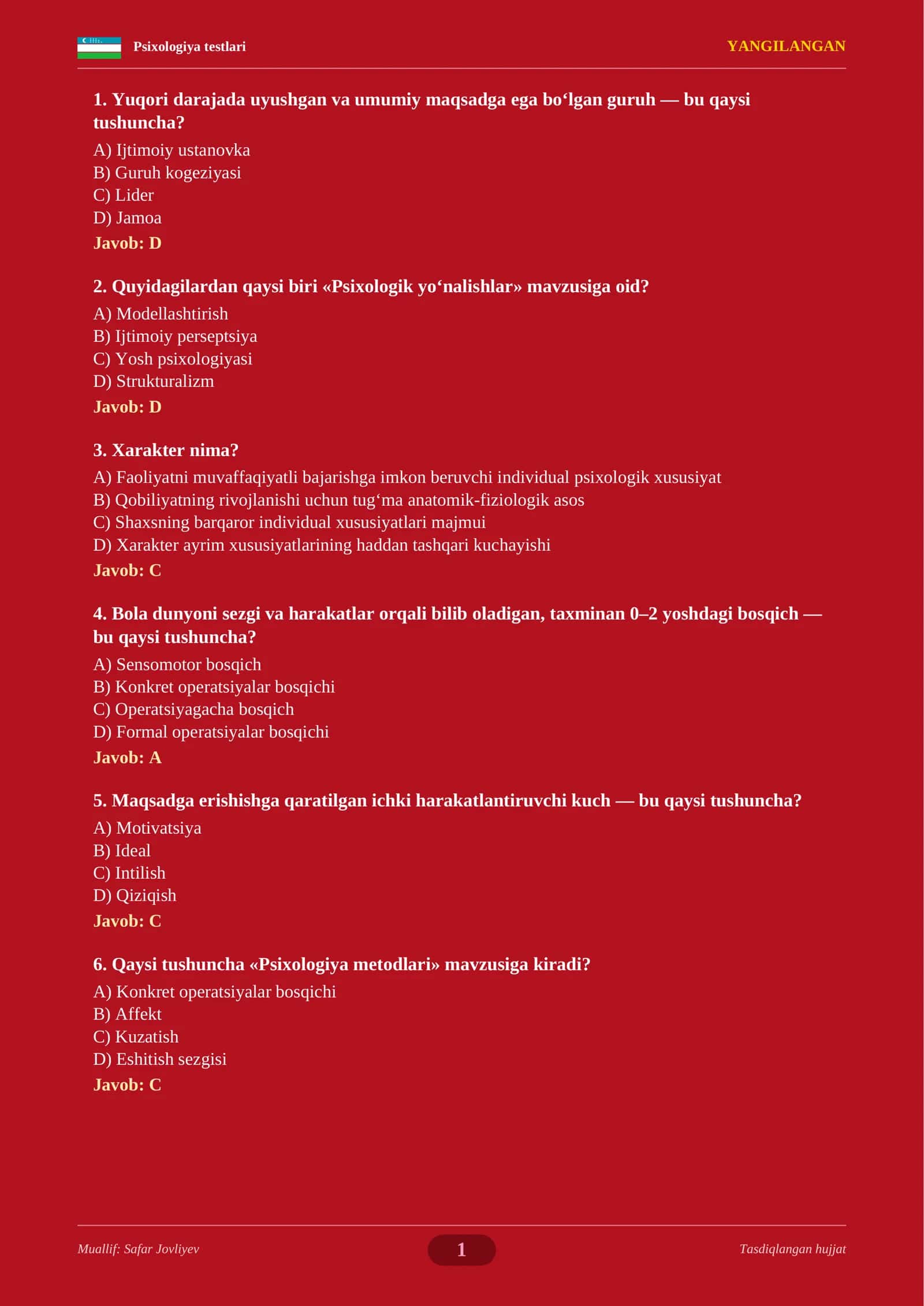 Psixologiyadan 1325 ta test 2