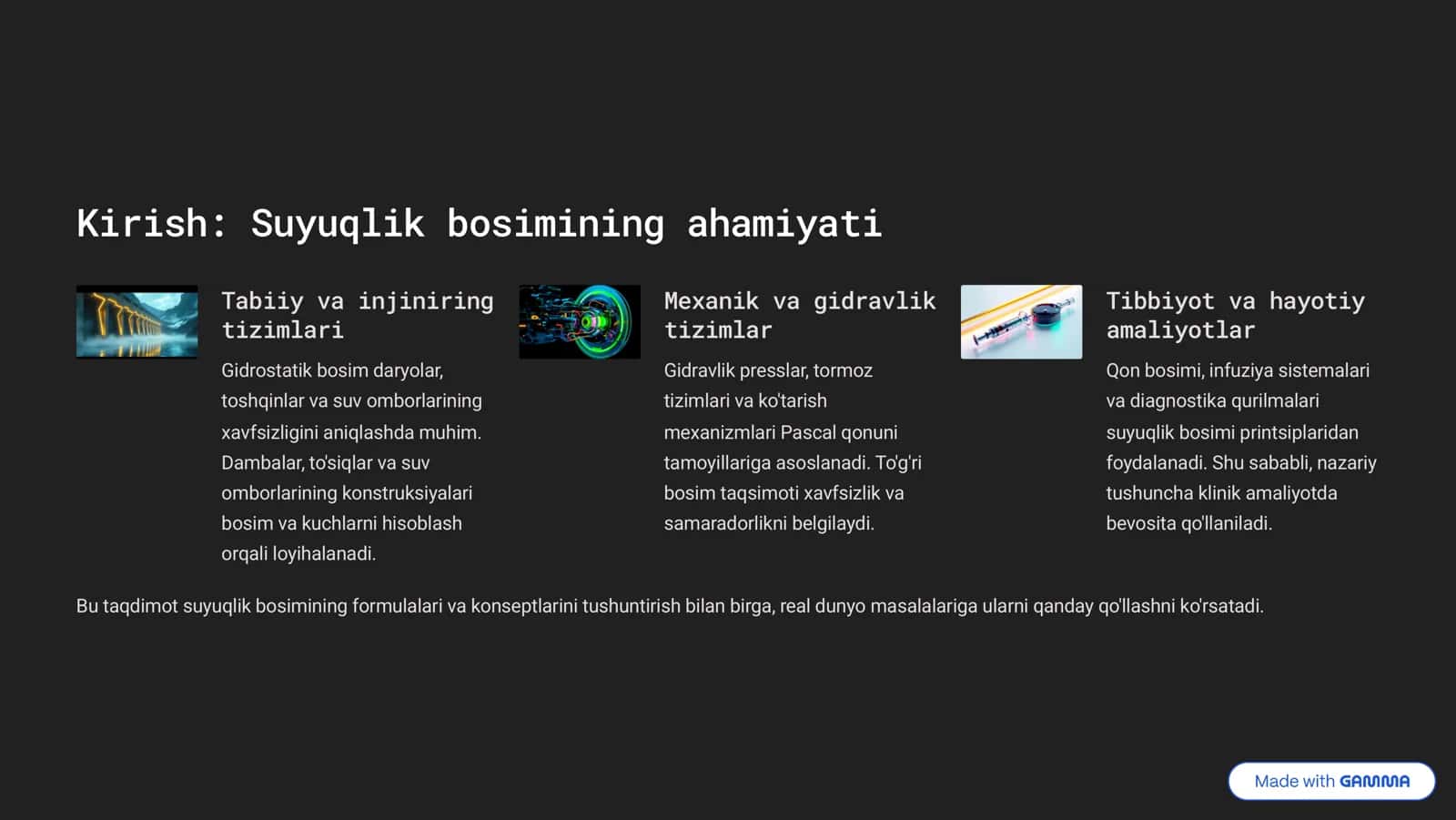 Suyuqliklarning bosimlari 2