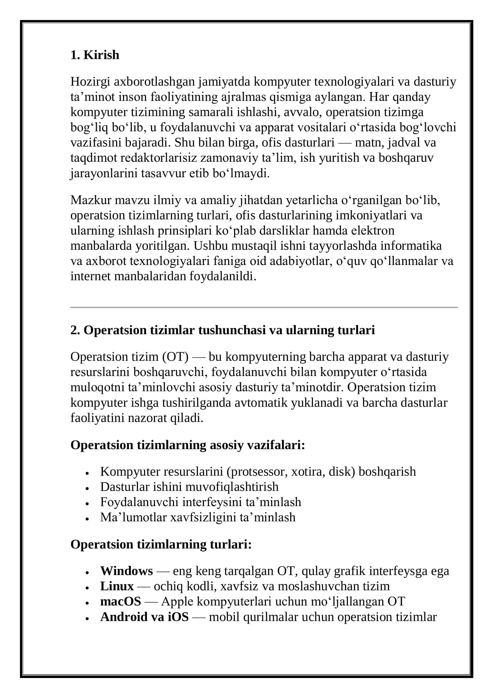 Operatsion tizimlar va ularning turlari 2