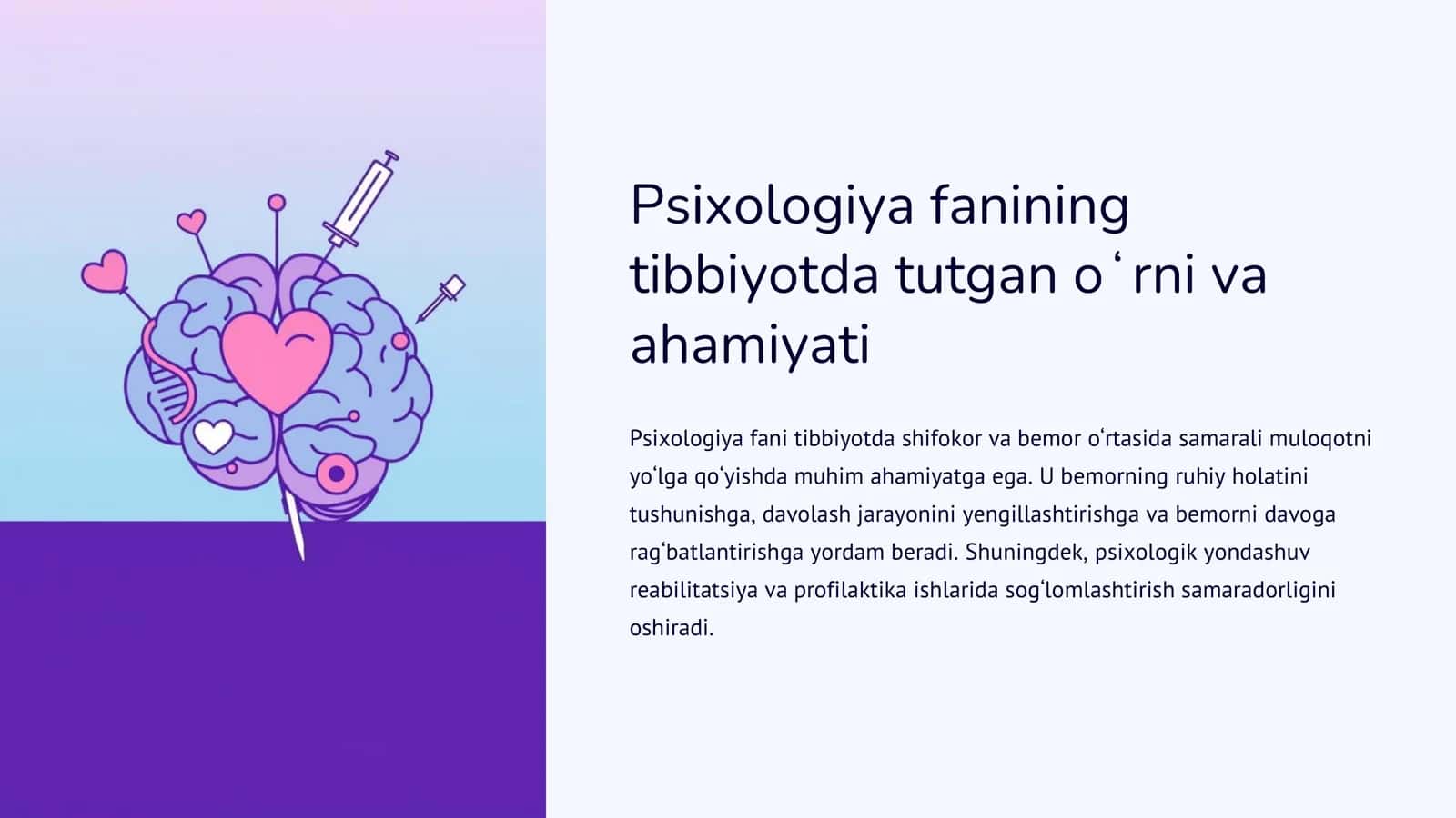 Psixologiya fanining tibbiyotda tutgan o'rni 2