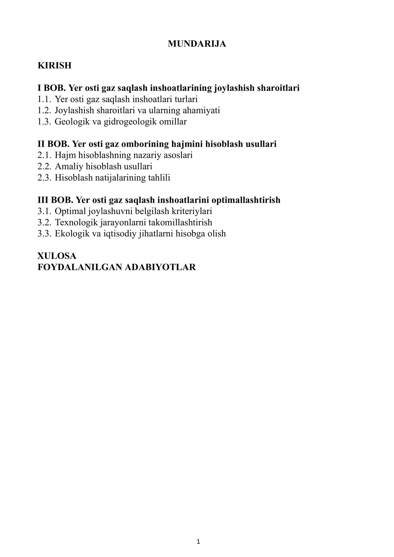 GAZ VA GAZKONDENSAT KONLARINI ISHLATISH FANIDAN TAYYORLAGAN KURS ISHI 2