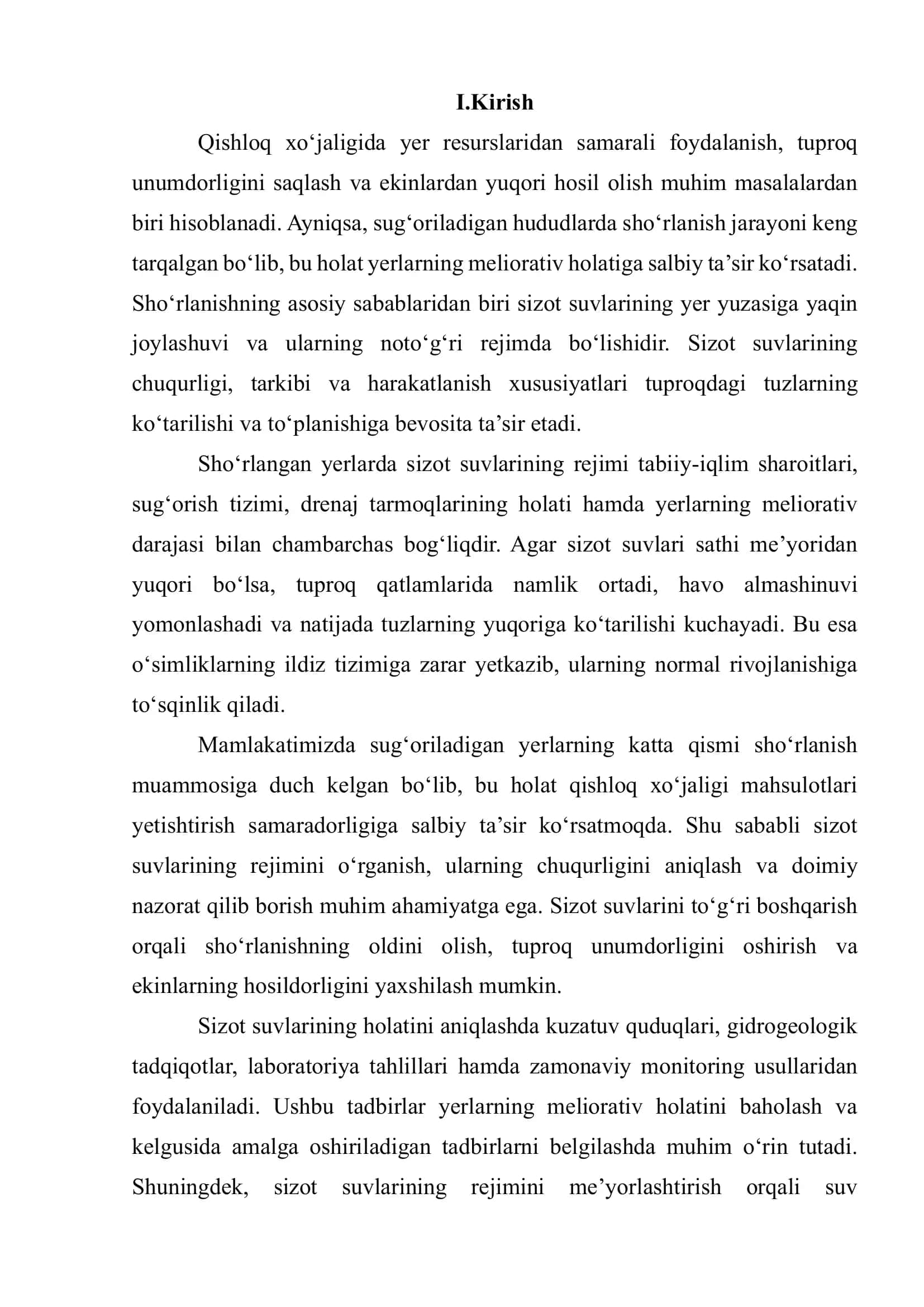 Sizot suvlari va sho‘rlangan hududlarda suv rejimi 2
