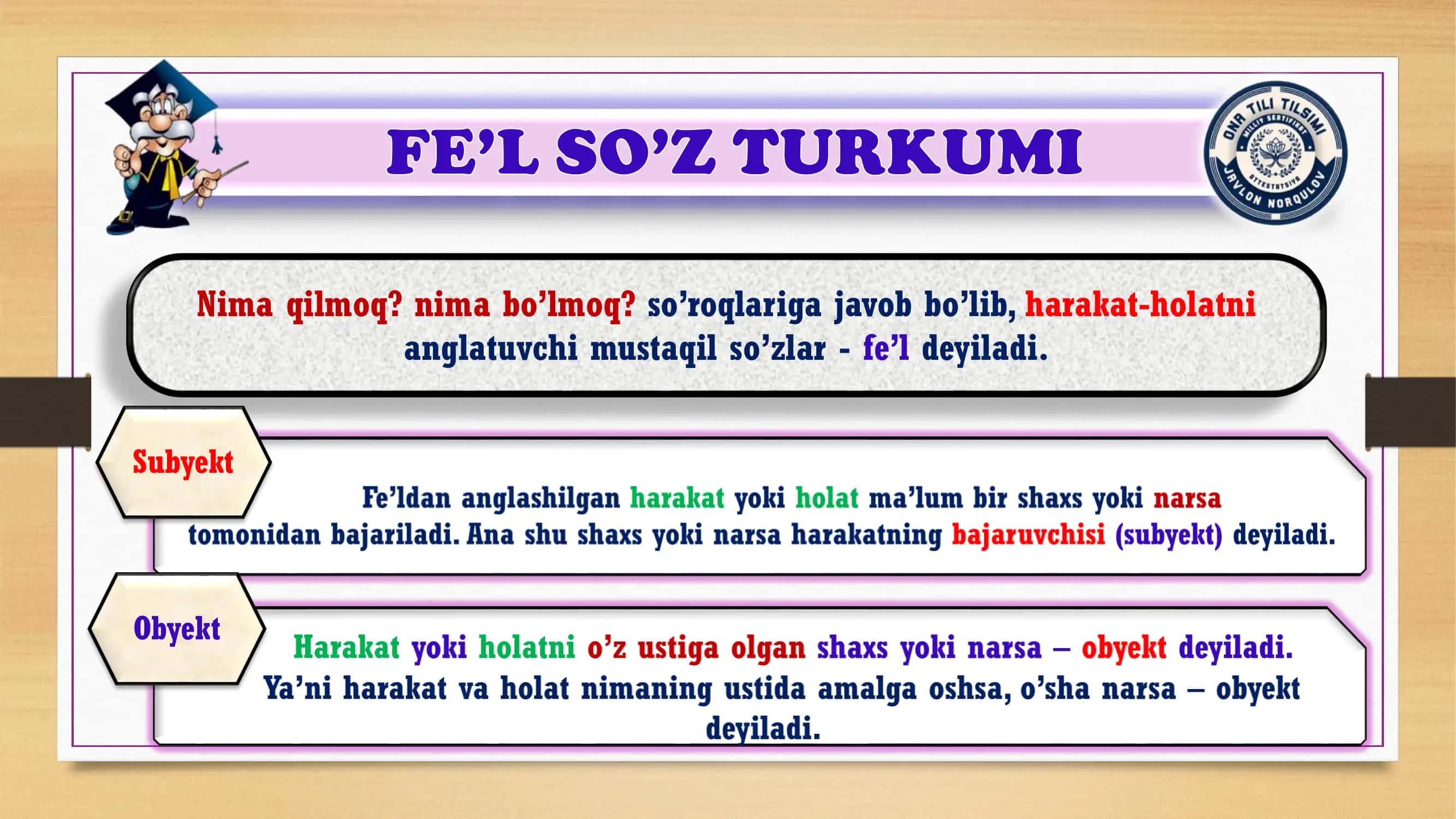 Fe'l so‘z turkumi 2