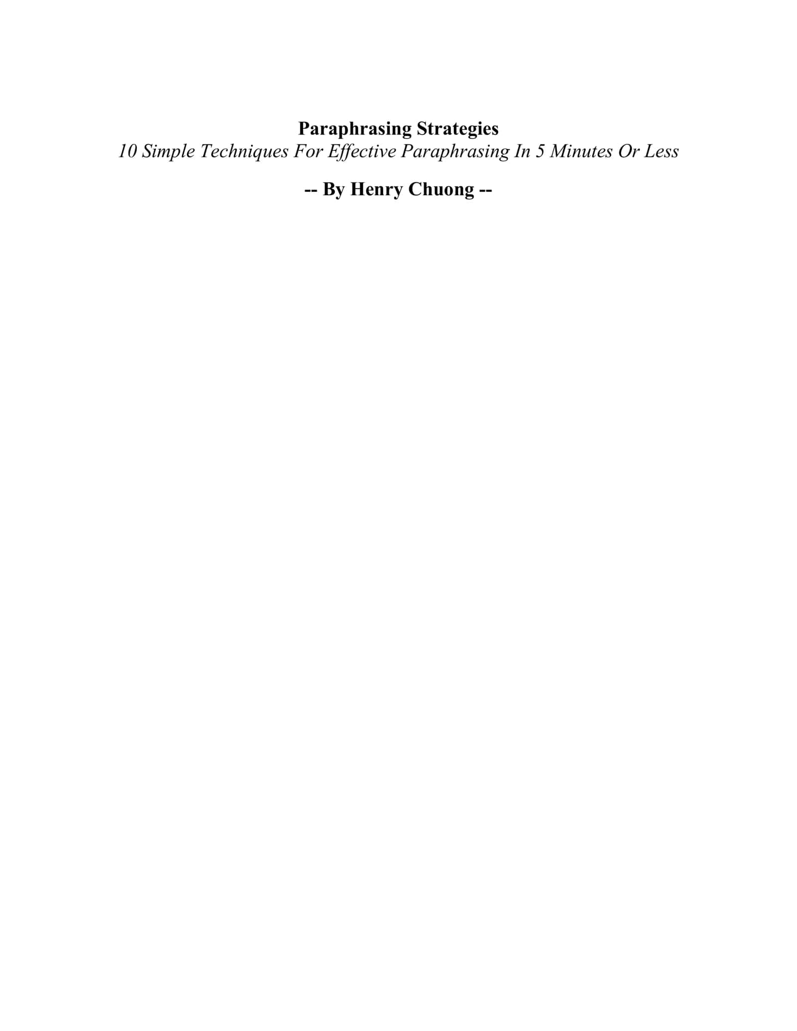 Paraphrasing Strategies 2