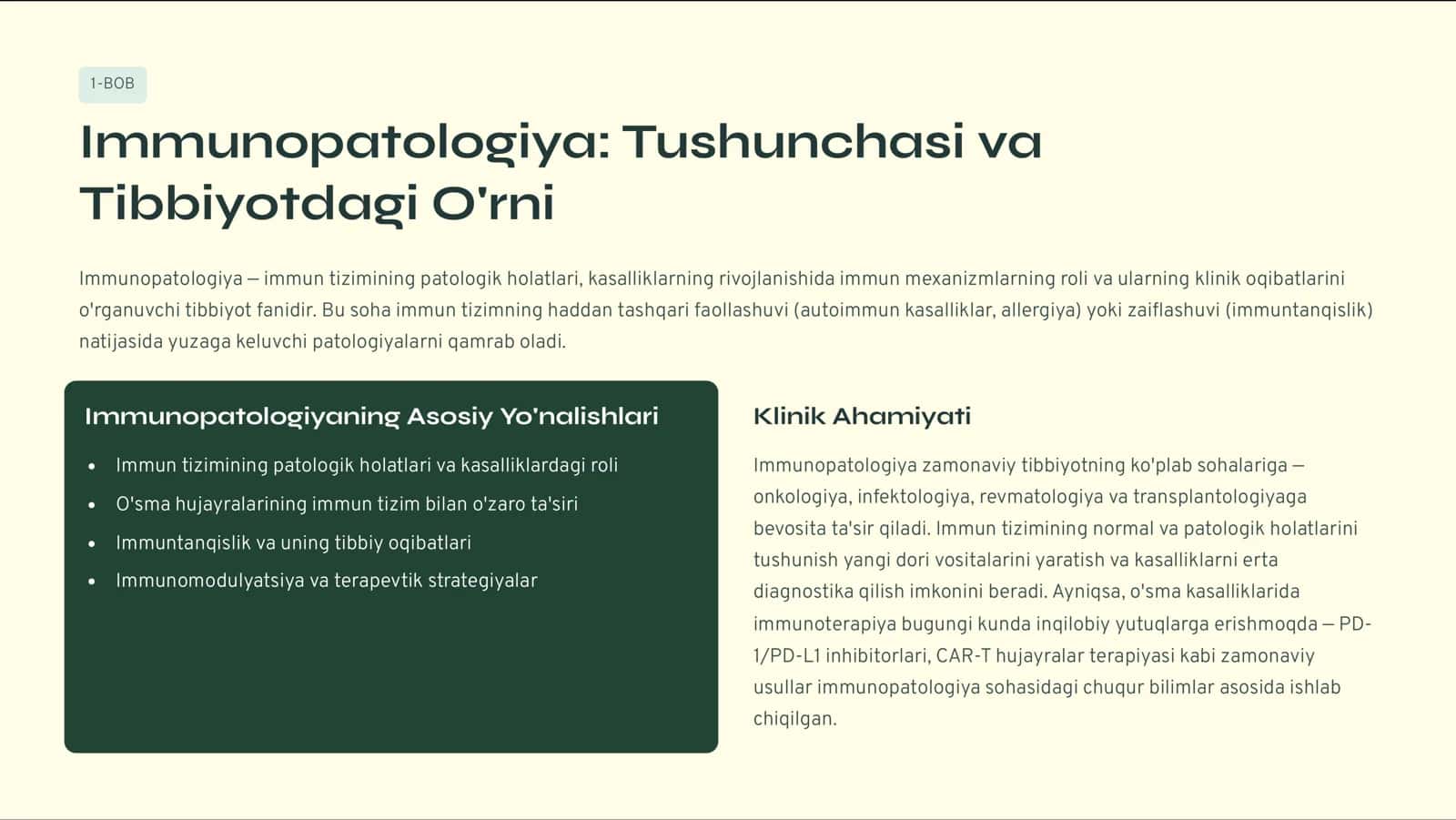 Immunopatologiya va O'sma 2