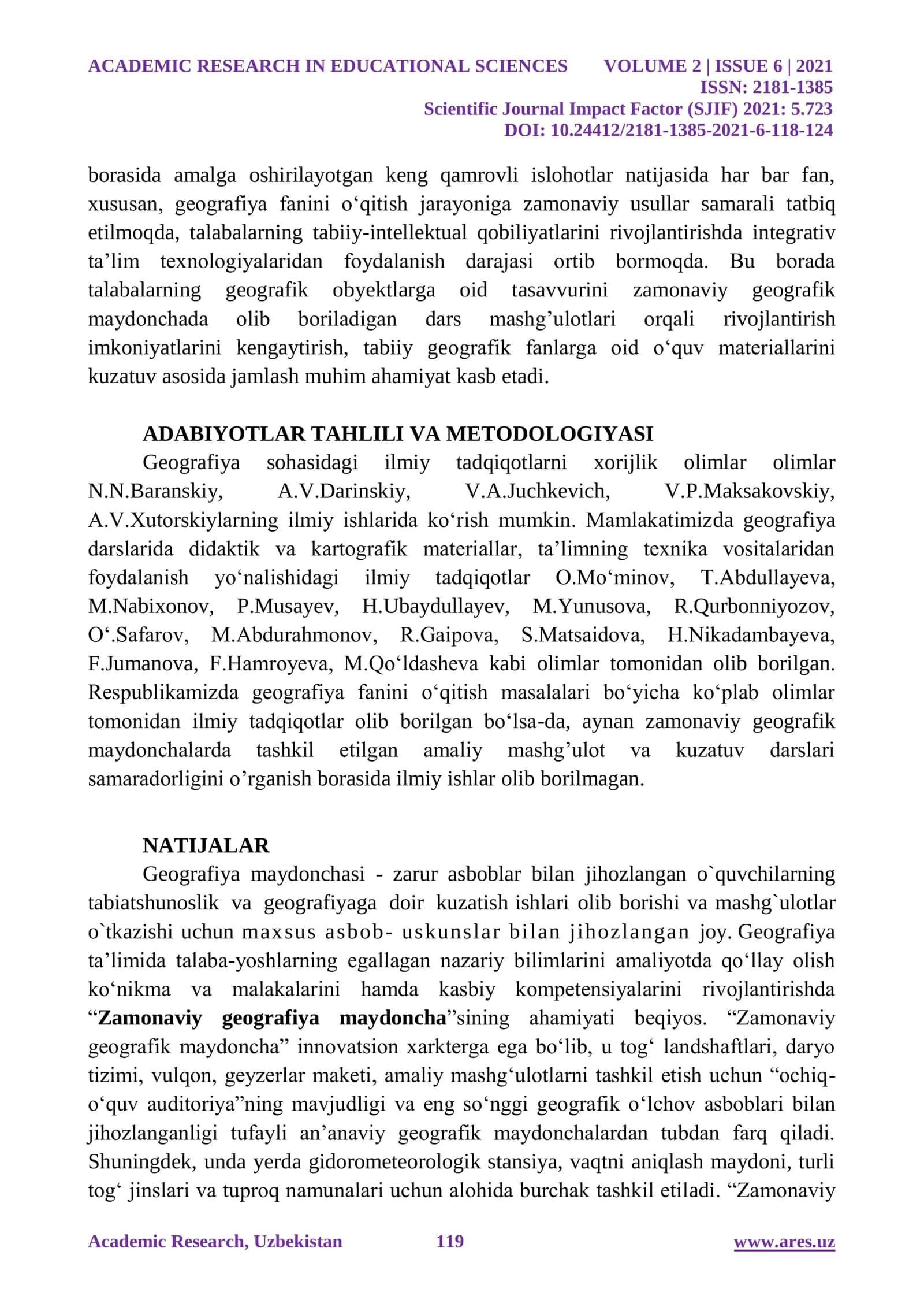 ZAMONAVIY GEOGRAFIK MAYDONCHA VA UNING JIHOZLANISHI 2
