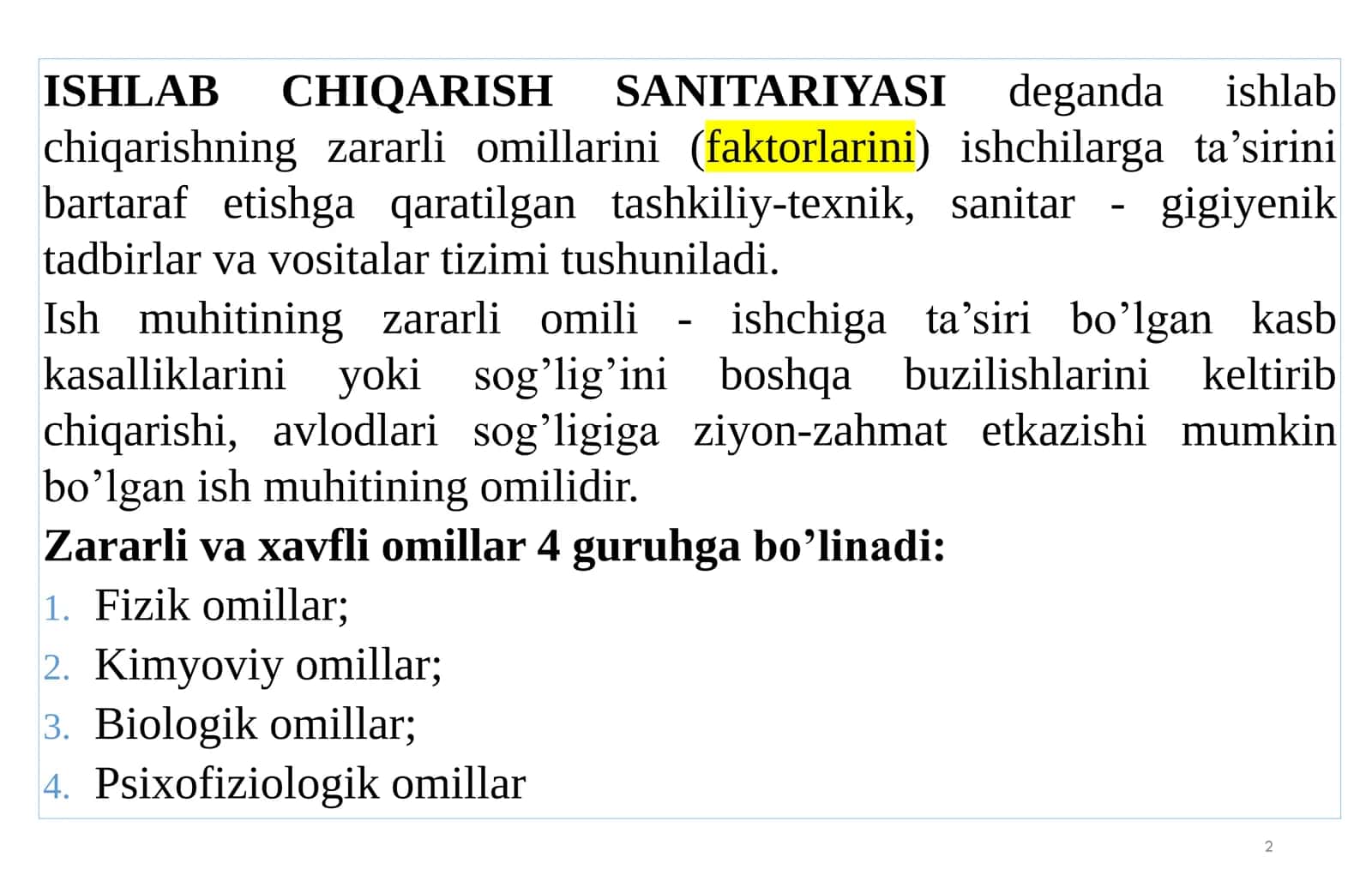 Sanitariya-gigiyena talablari 2