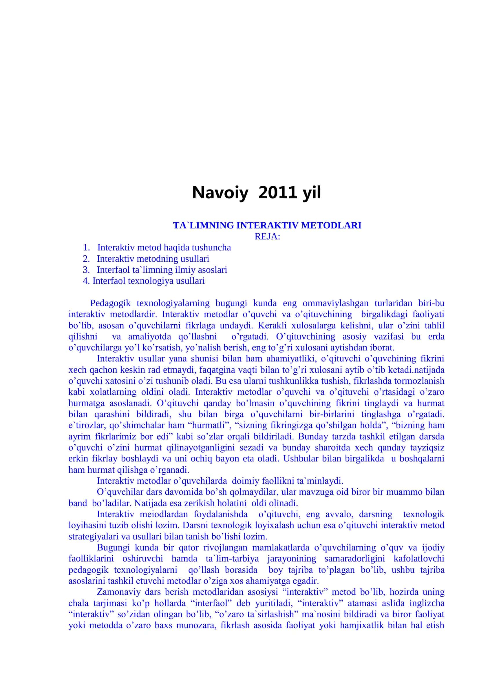 "Pedagogik texnologiyalar" 2
